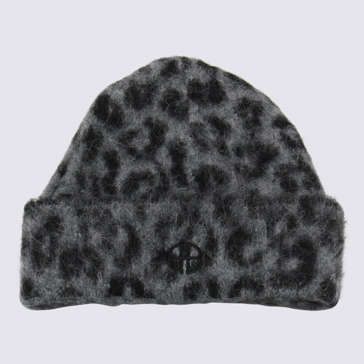 Anine Bing Leopard Wool Beanie In Gray