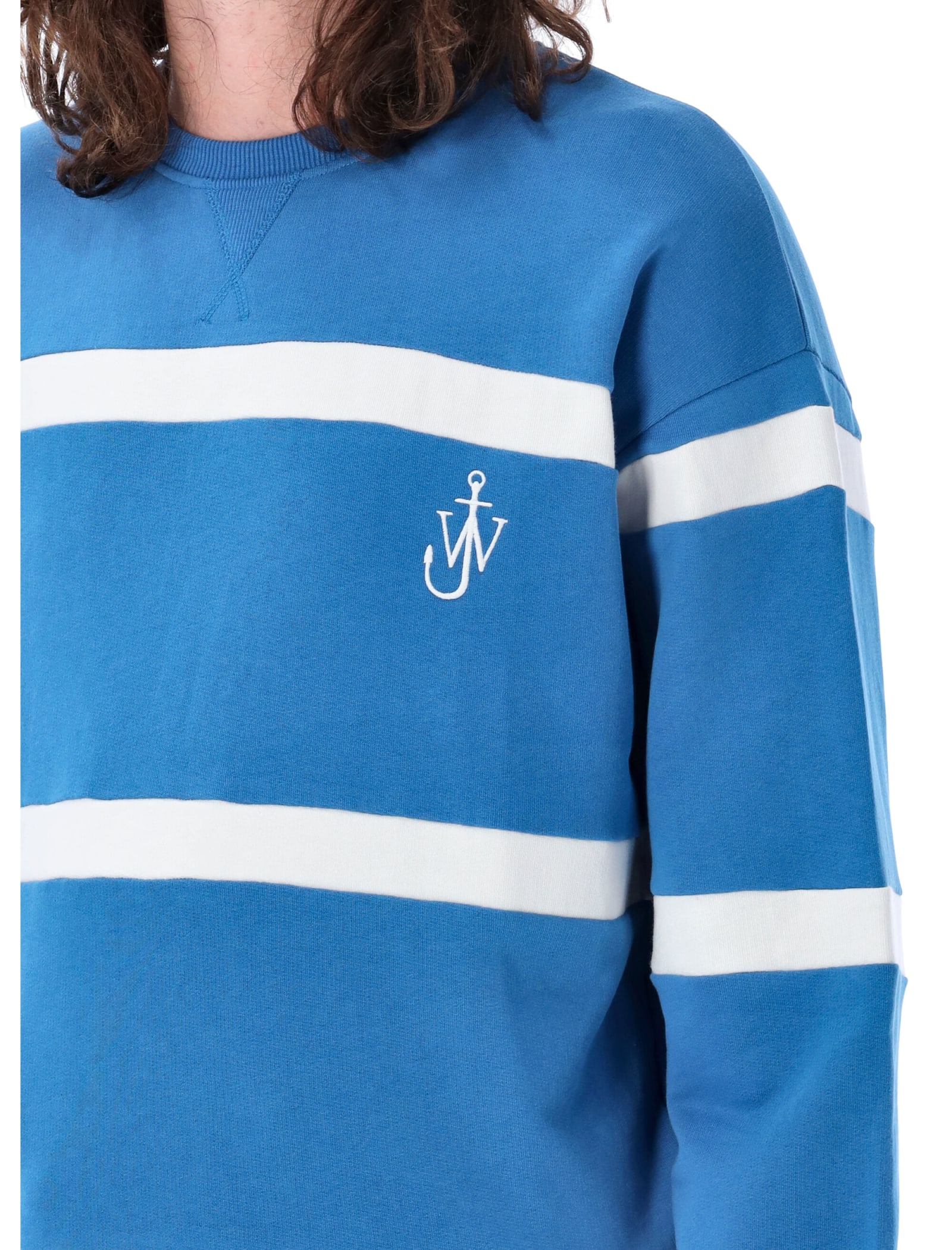 Shop Jw Anderson Striped Sweatshirt In Blue White