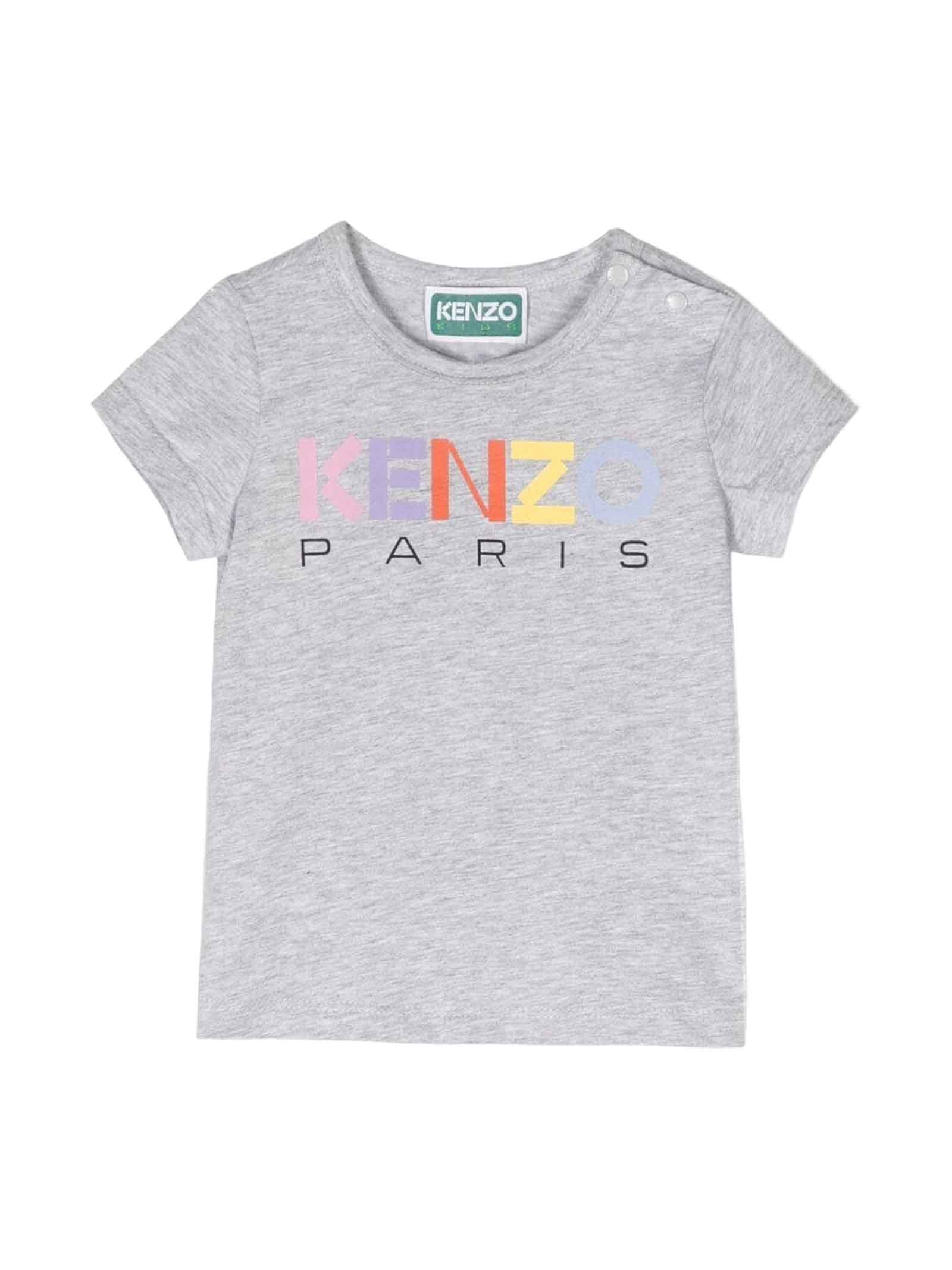 Kenzo Gray T-shirt Baby Girl In Grigio