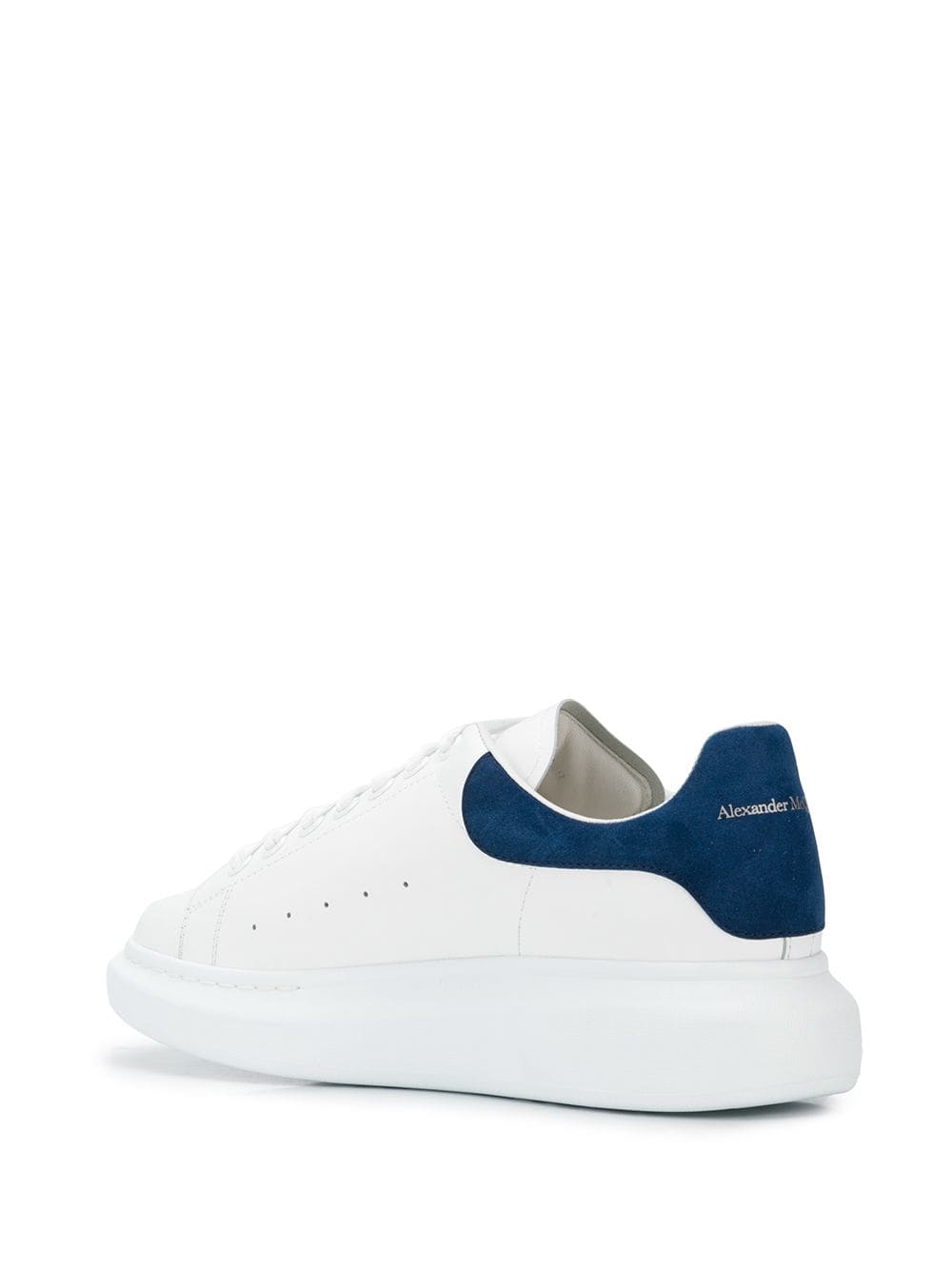 Shop Alexander Mcqueen Sneaker Pelle In White/paris Blue 161