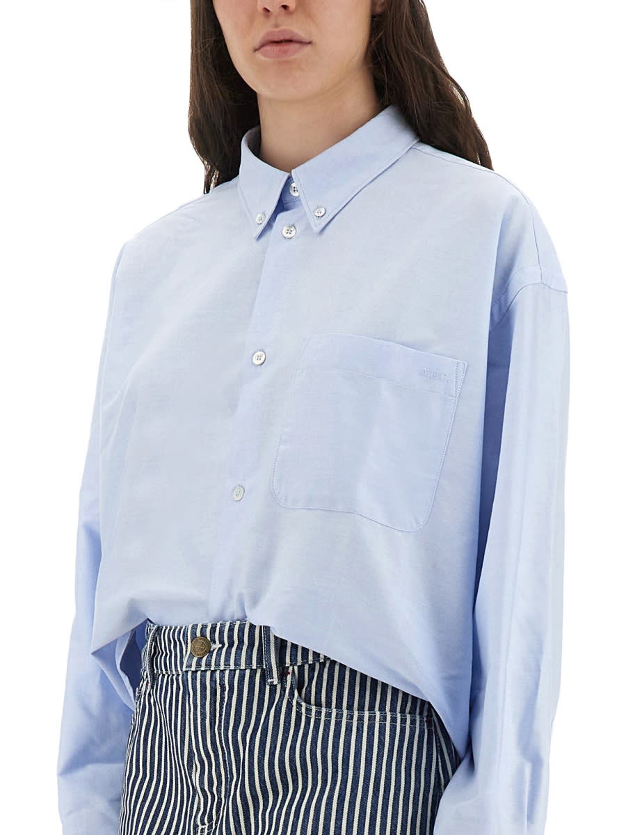 Apc A.p.c. Powder Blue Oxford Oversize Sophia Shirt In Blue