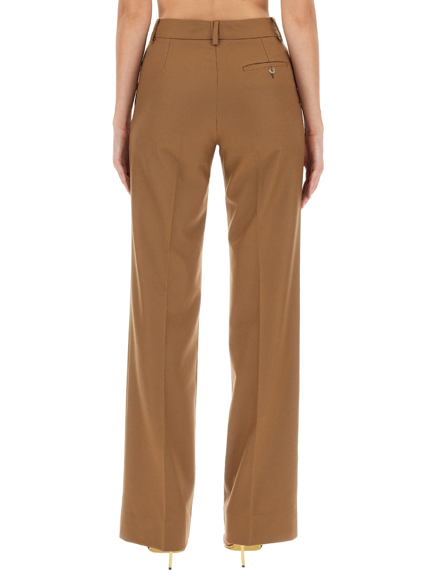 Shop Dolce & Gabbana Flannel Flare Pants In Beige