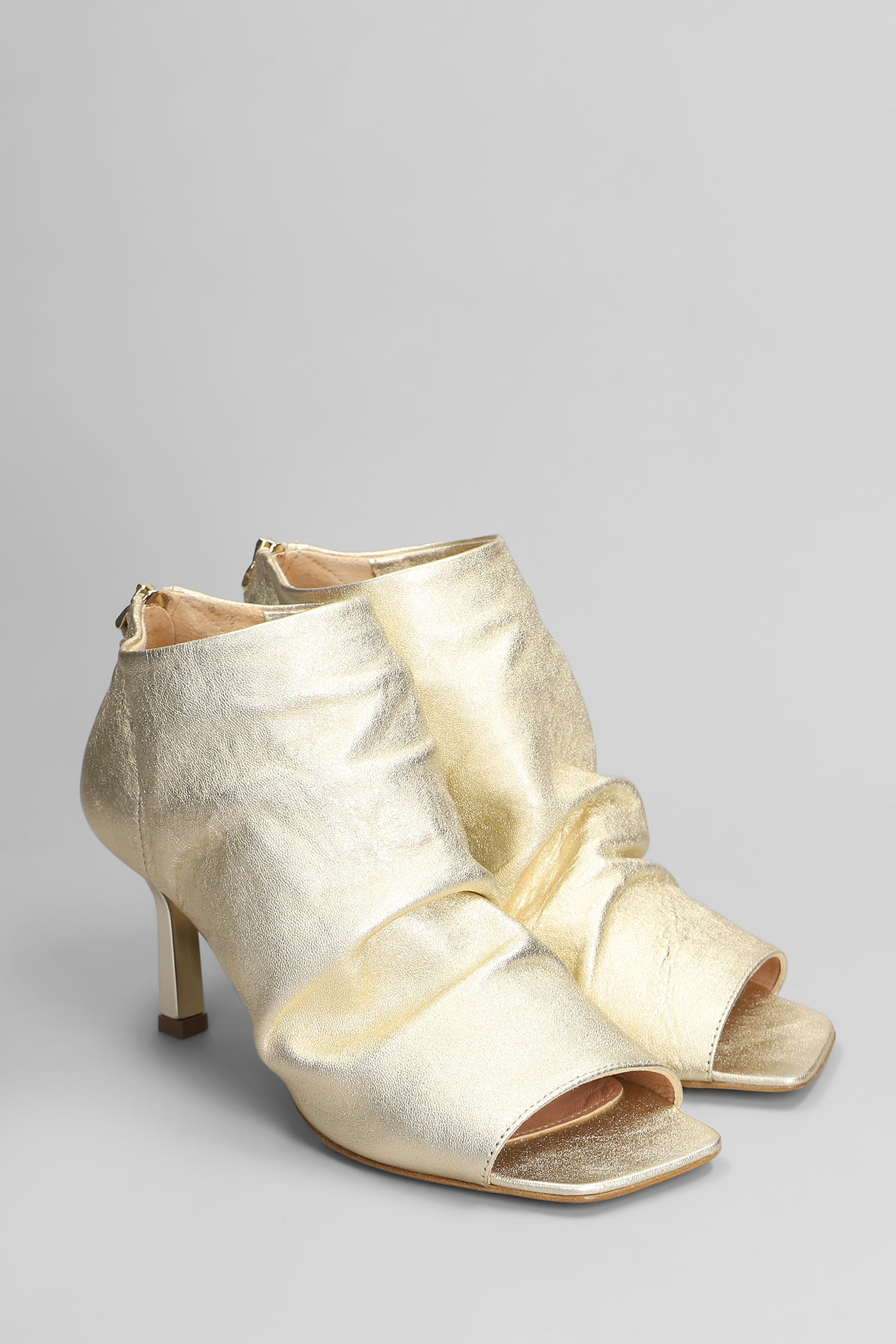 The Seller High Heels Ankle Boots In Platinum Leather In Platinum