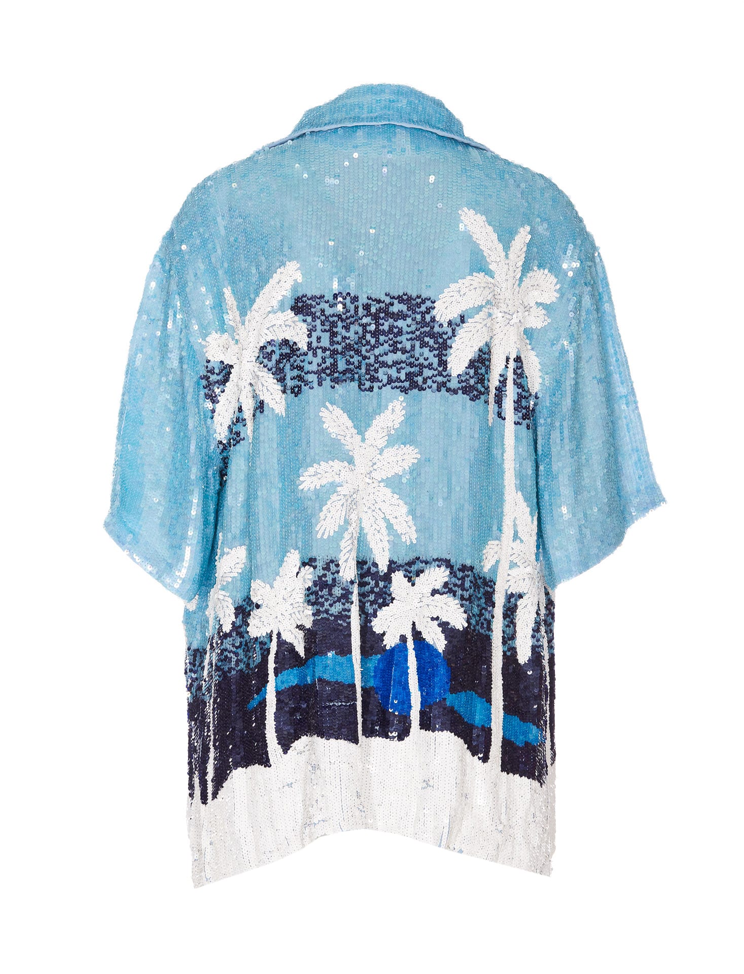 Shop P.a.r.o.s.h Gust Palms Fantasy Sequins Shirt In Blue