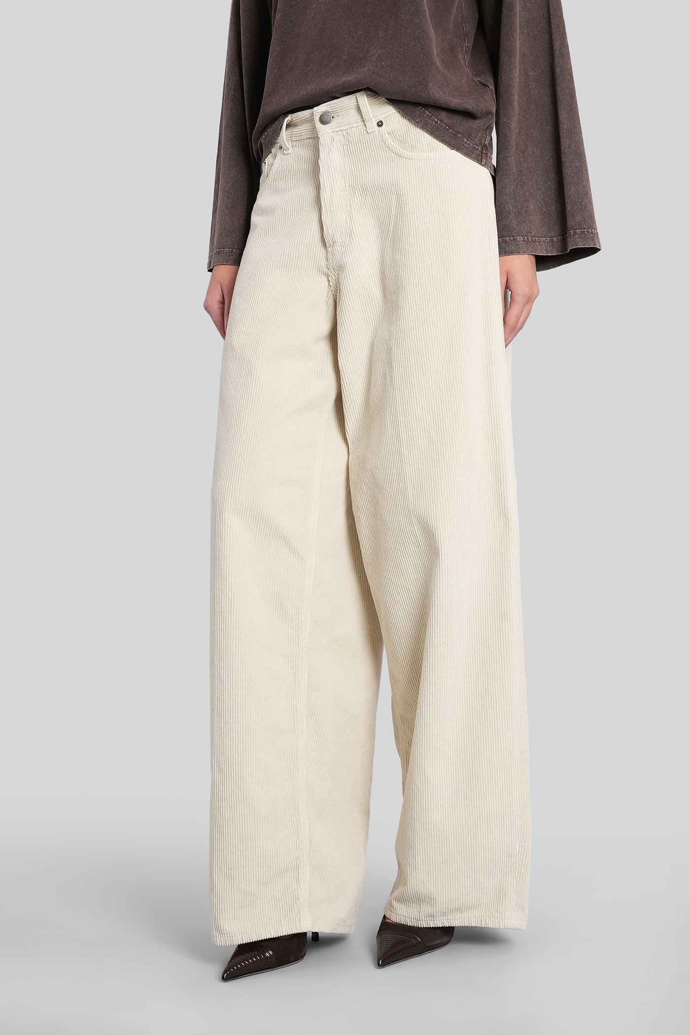 Haikure Bethany Velvet Pants In Beige Cotton In Orange