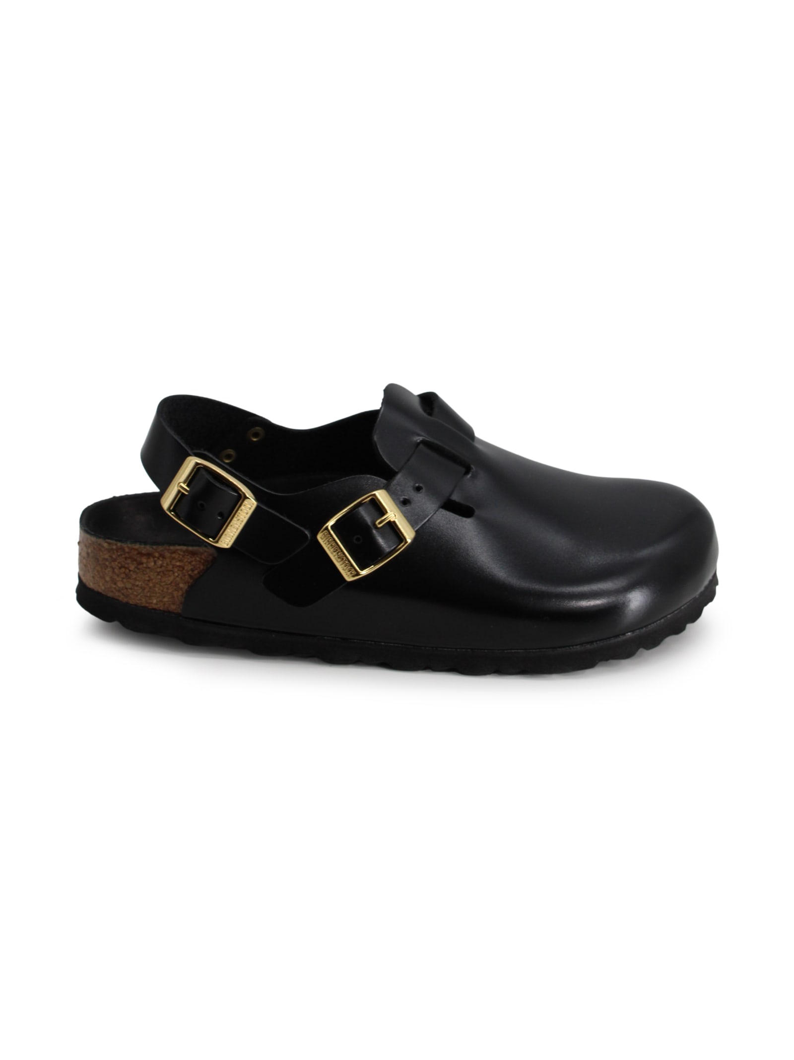 Birkenstock Amalfi Leather Sandals Oversized Buckle In Black