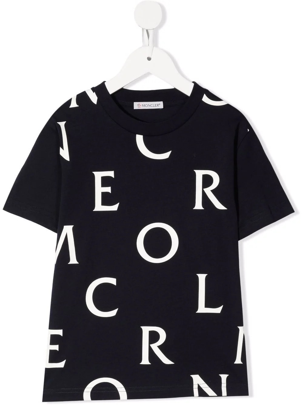 Moncler Navy Blue Kids T-shirt With White Deconstructed Logo