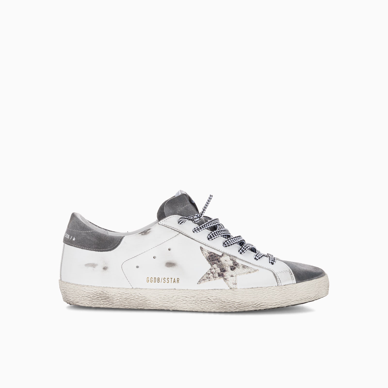 Golden Goose Superstar Sneaker With Snake-print Star And Grey 