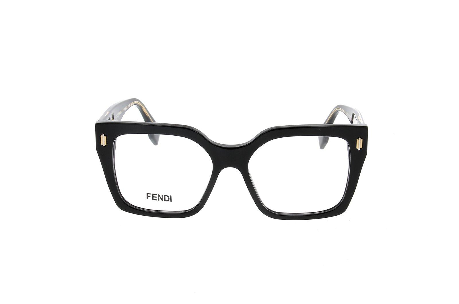 Fendi Square Frame Glasses In Shiny Black