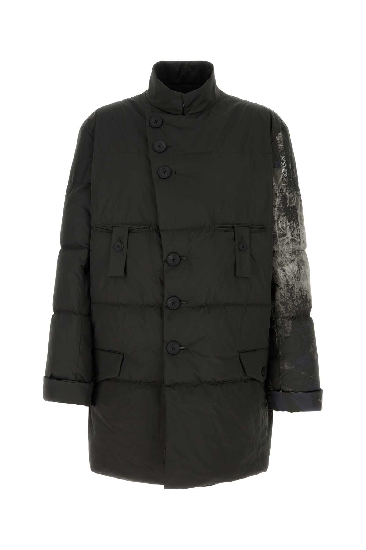 Yohji Yamamoto Dark Brown Polyester Padded Jacket In Black