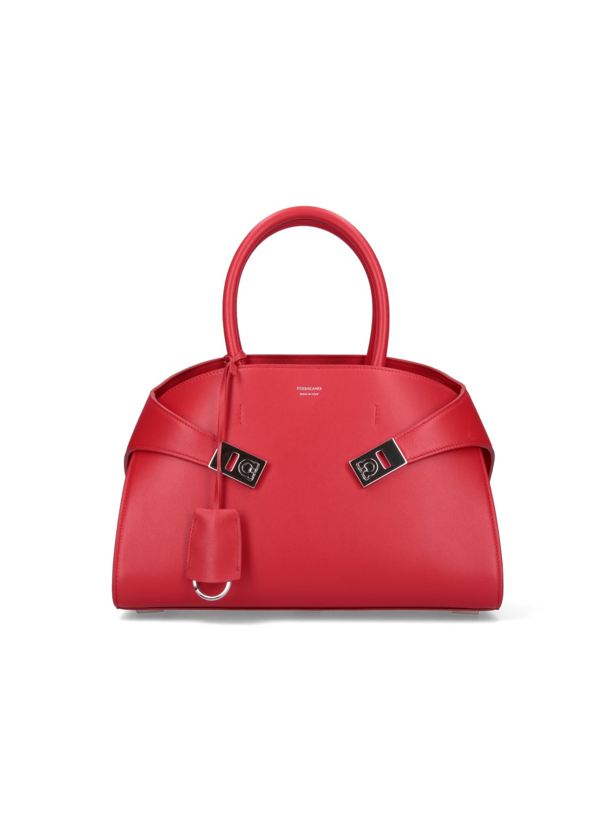 Ferragamo Hug Small Leather Top Handle Bag In Red