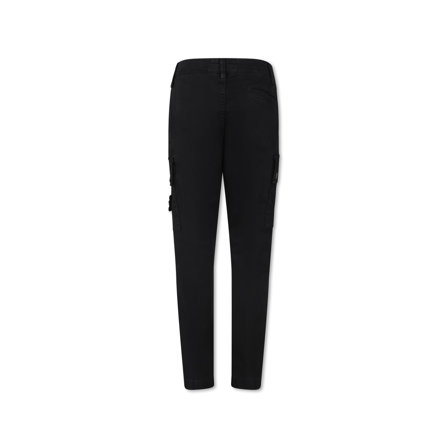 Stone Island Black Trousers For Boy With Compass In Black