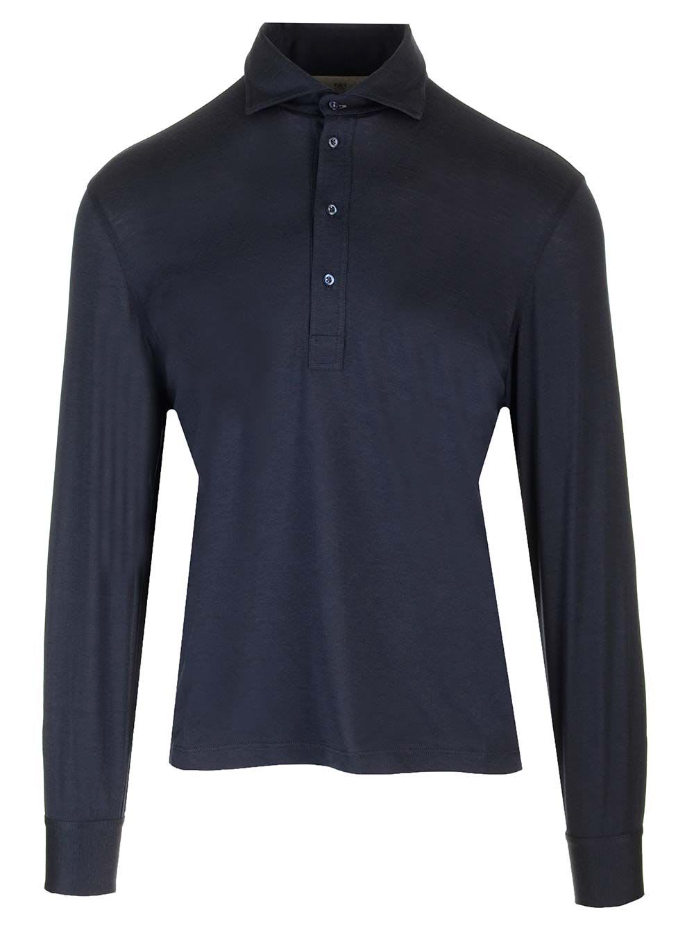 Shop Brunello Cucinelli Silk And Cotton Polo Shirt In Blue