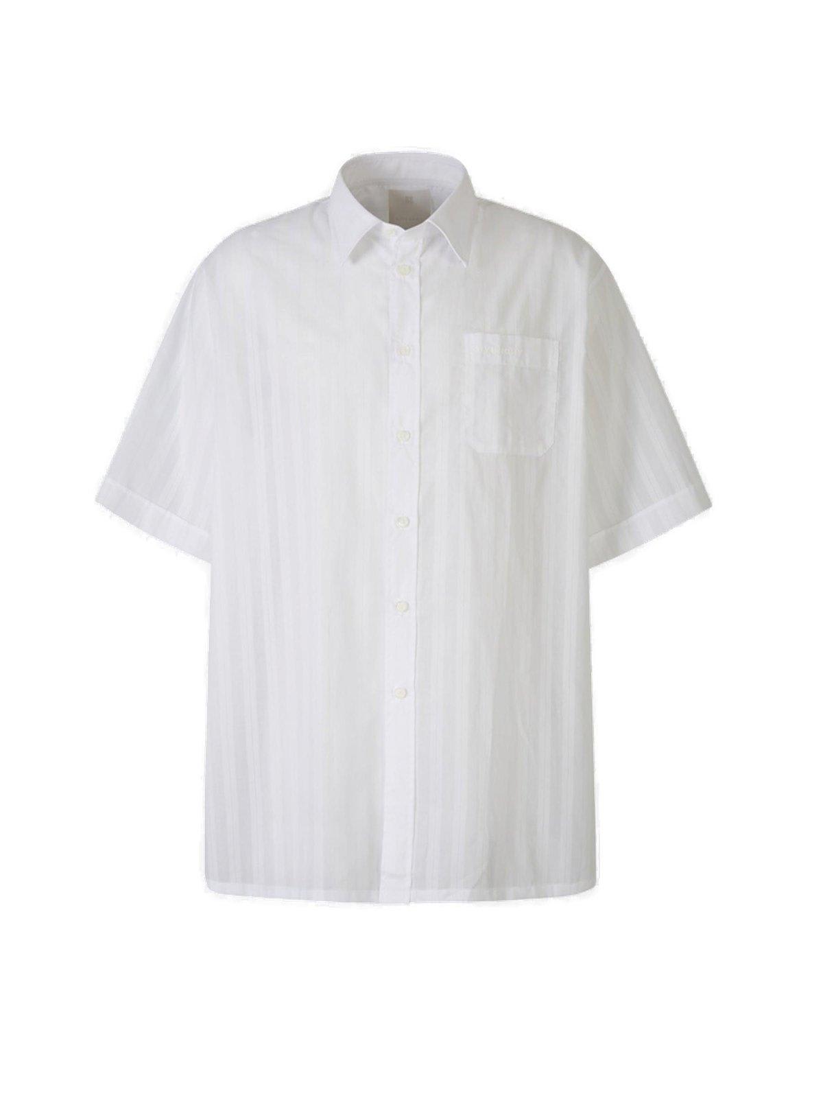 Shop Givenchy Striped Chiffon Shirt In White