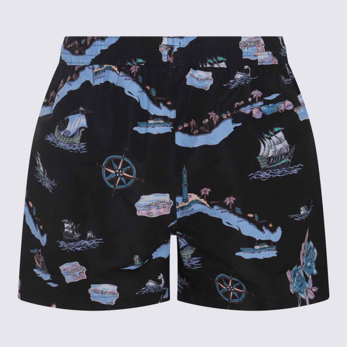 Shop Paul Smith Dark Blue Multicolour Swim Shorts