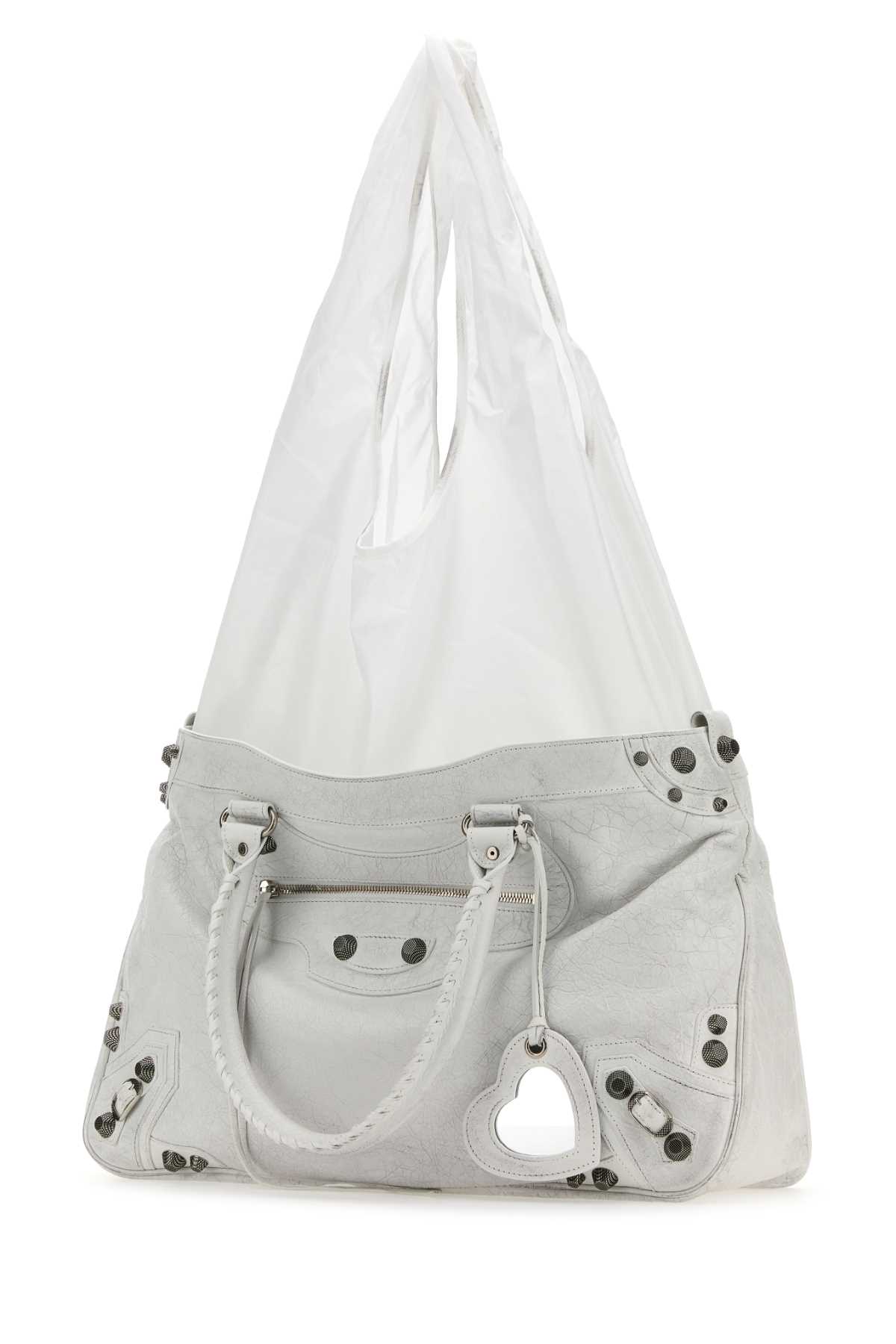 Shop Balenciaga White Leather Neo Cagole Xl Plus Shopping Bag In Optwhiteoptwhite