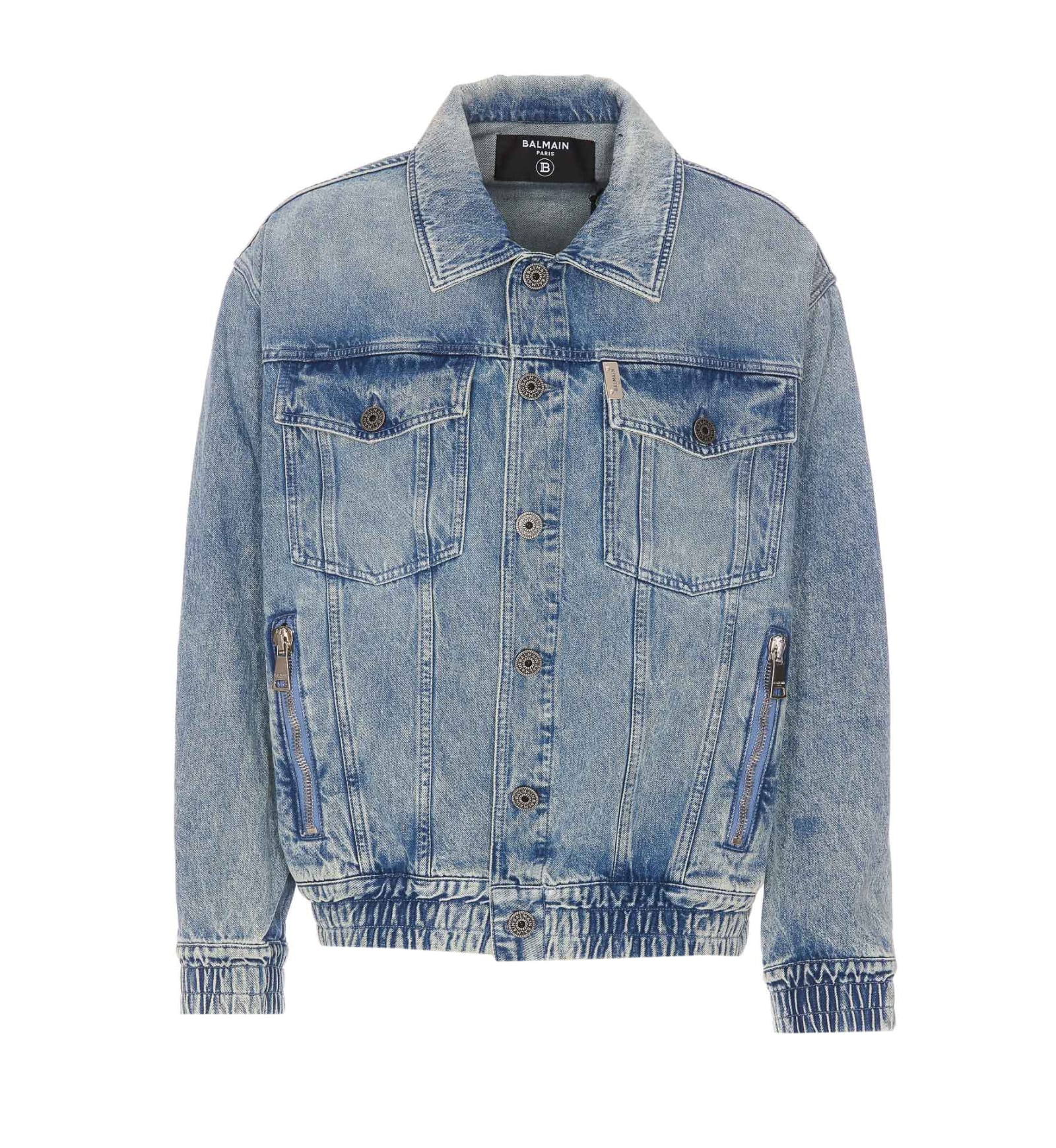 Balmain Men Denim Jacket In Blue