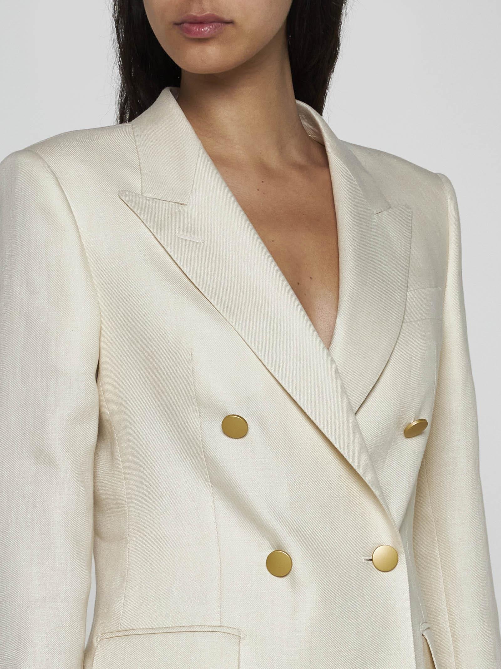 Shop Tagliatore Parigi Linen Suit In Cream