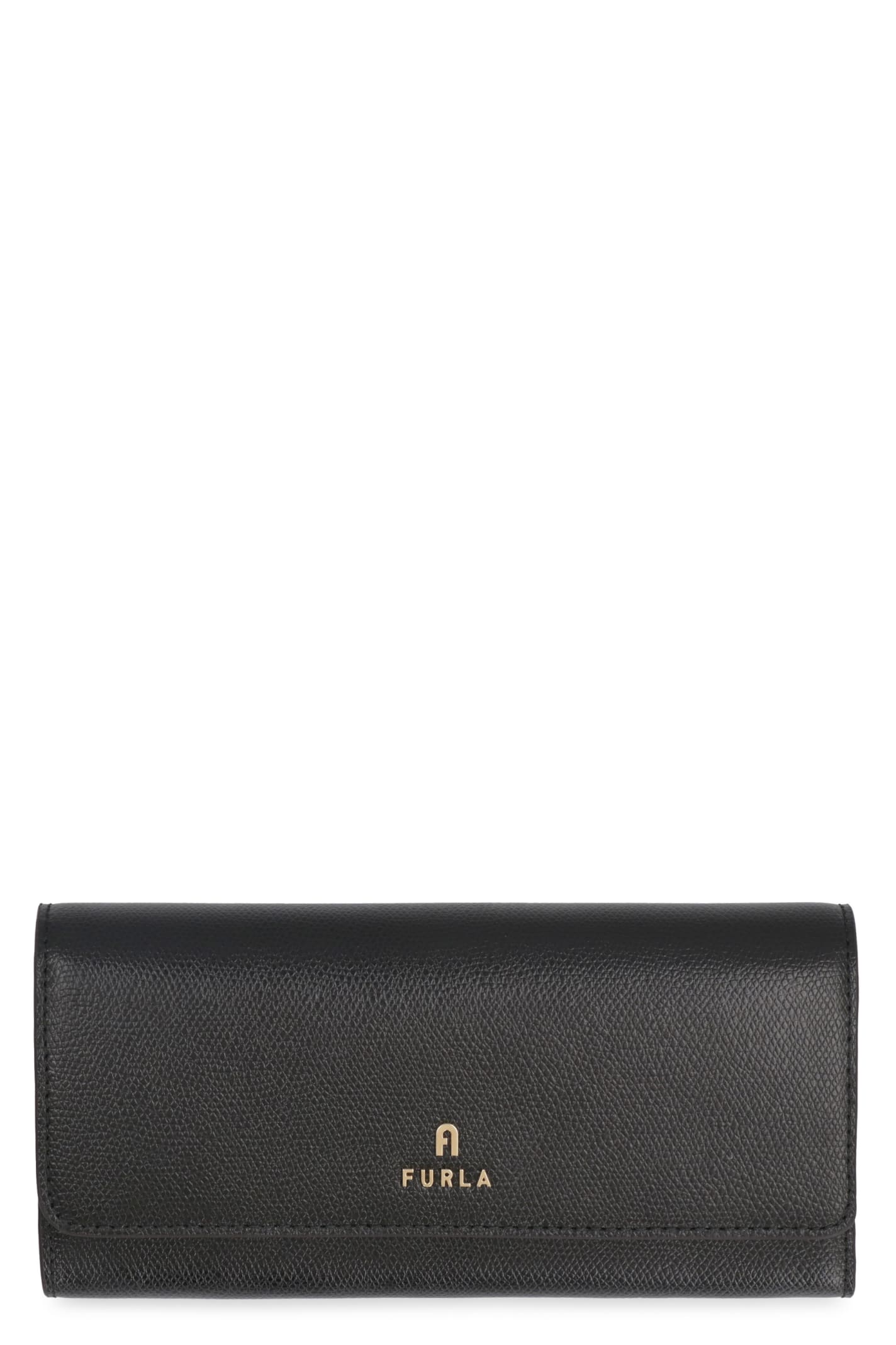 Shop Furla Camelia Leather Continental Wallet In Black