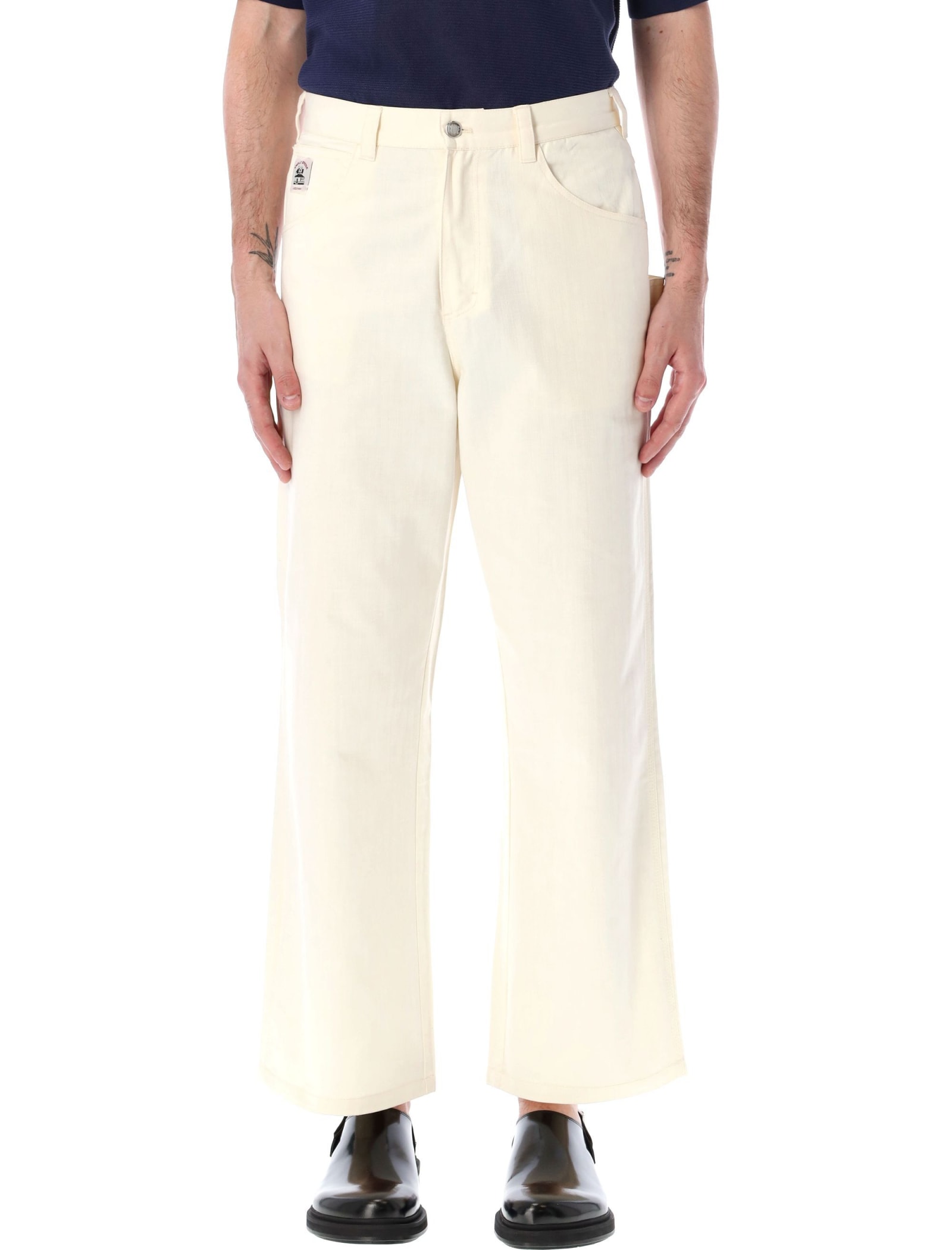 Shop Bode Herringbone Knolly Brook Trousers In White