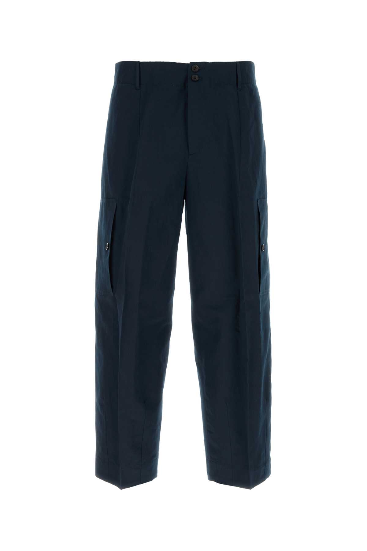 Shop Pt01 Navy Blue Cotton Blend Cargo Pant In Bluscuro