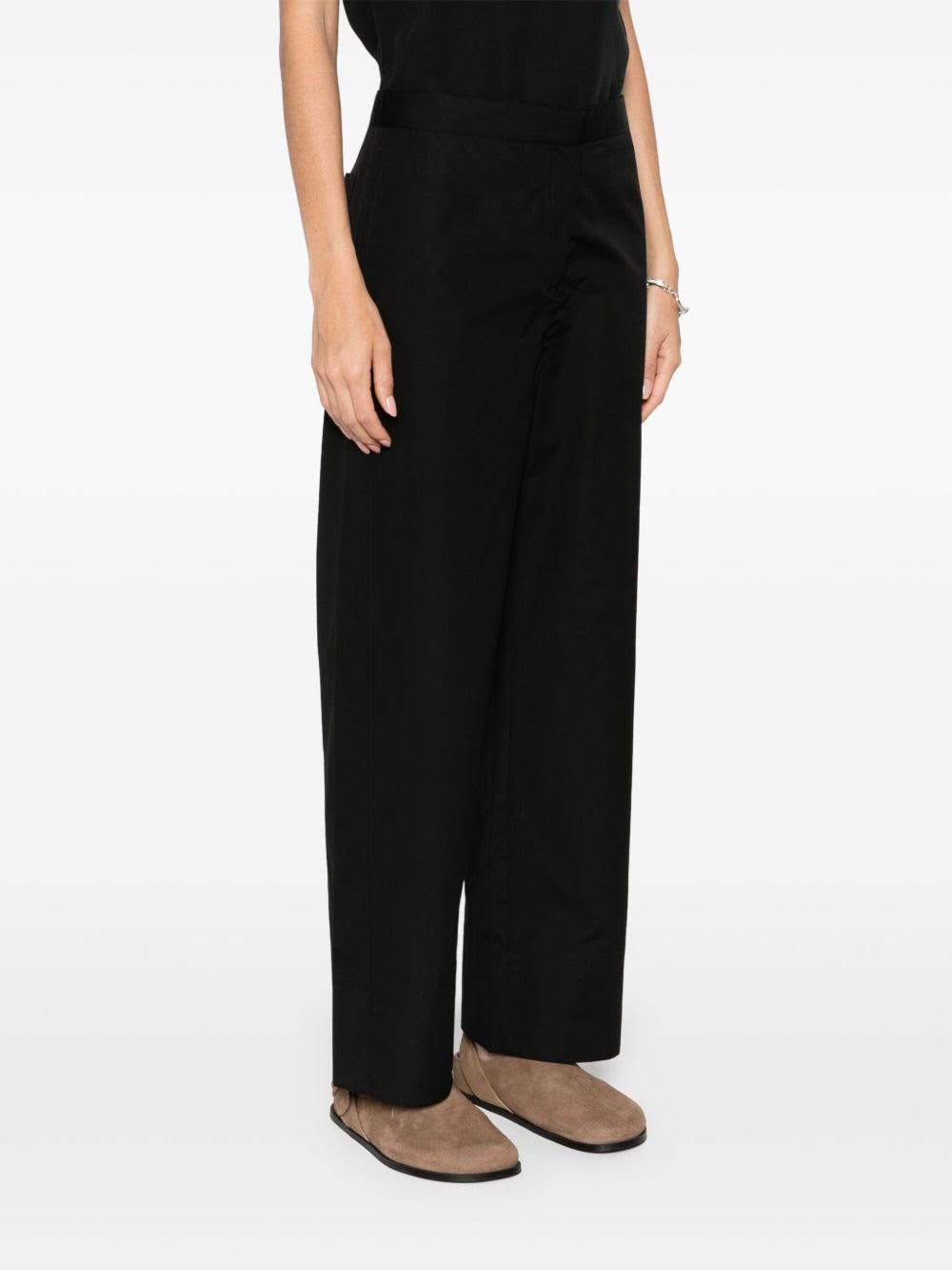 Totême Cotton Trousers With Belt Loops And Pockets In Black
