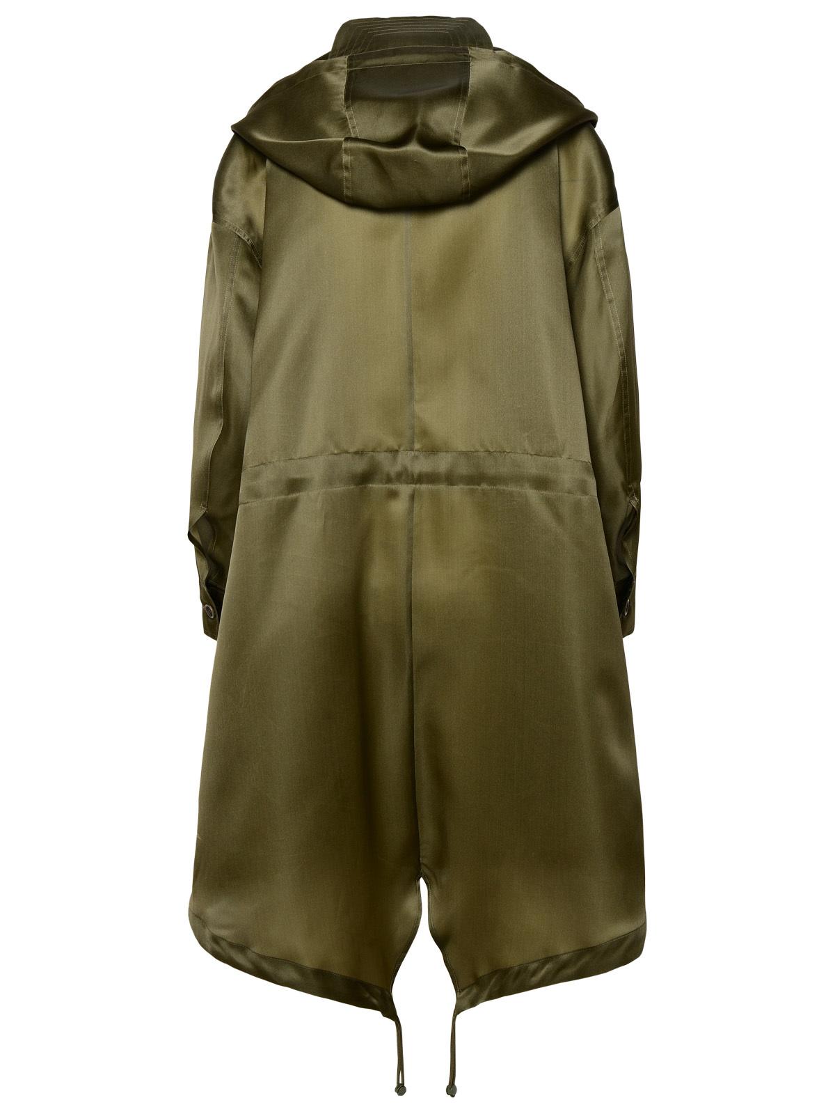 Shop Max Mara Tambuto Khaki Green Silk Parka