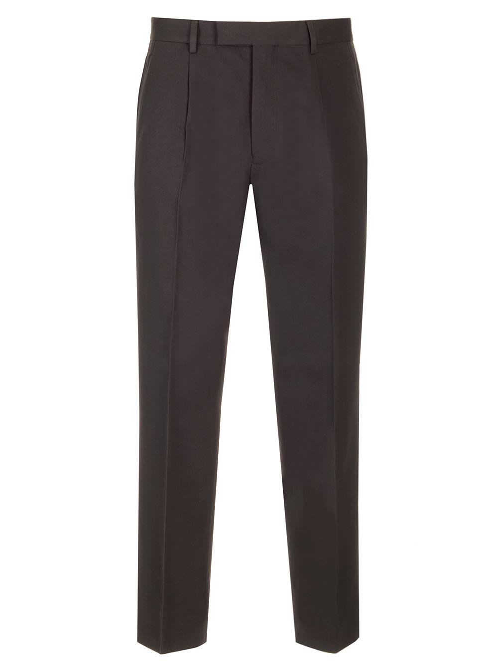 Zegna Cotton And Wool Trousers In Brown