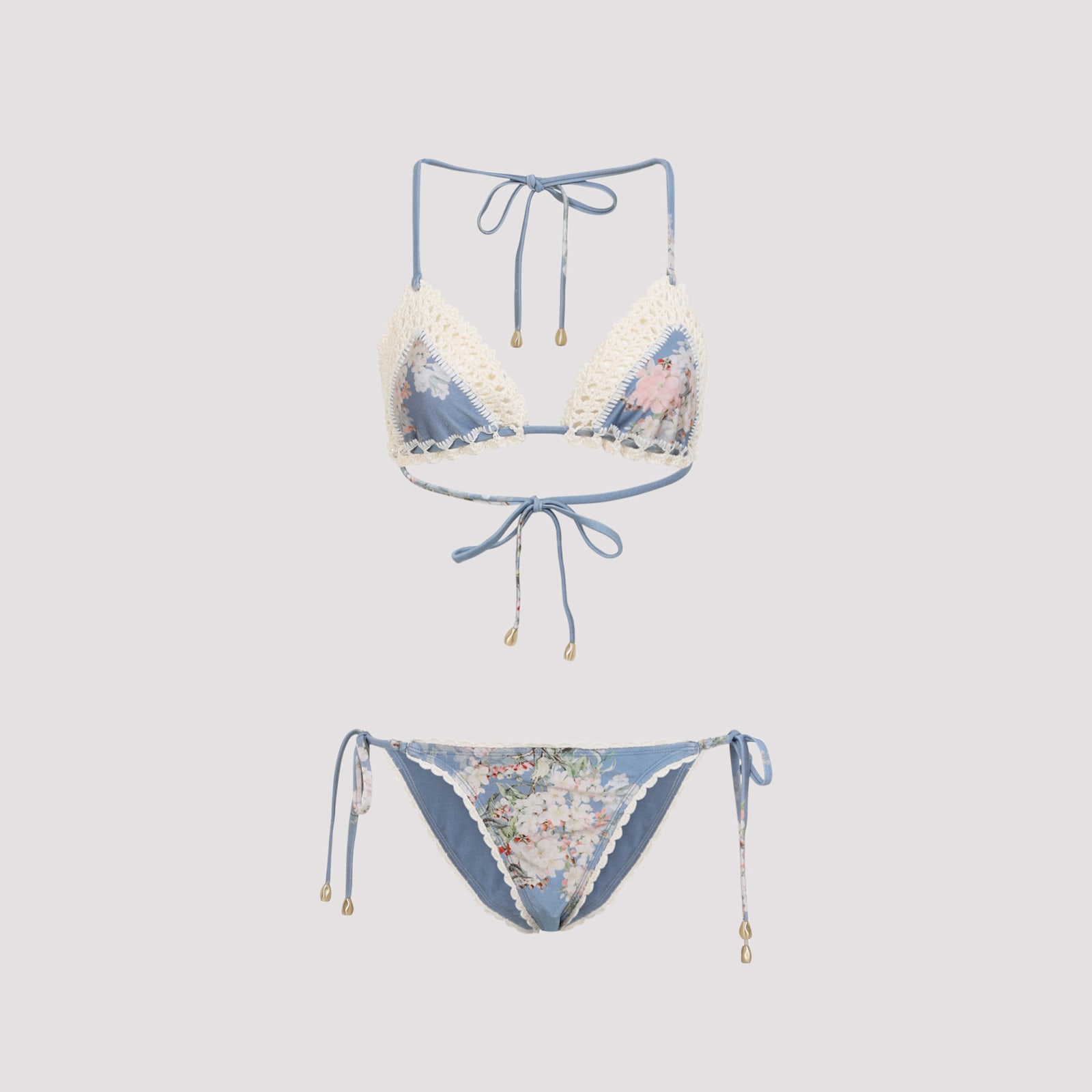 Zimmermann Cascadian Crochet Tri Bikini In Blue