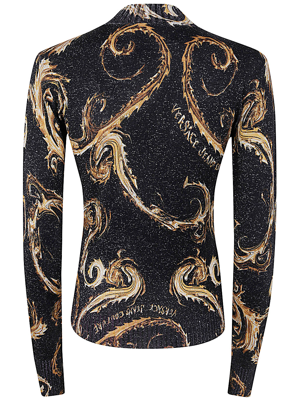 Shop Versace Jeans Couture Lurex Print Sweater In Black Gold