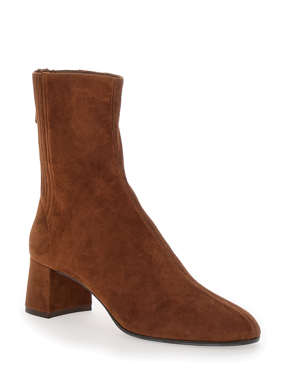 Shop Aquazzura Saint Honoré Brown Bootie With Half Moon Heel In Suede Woman