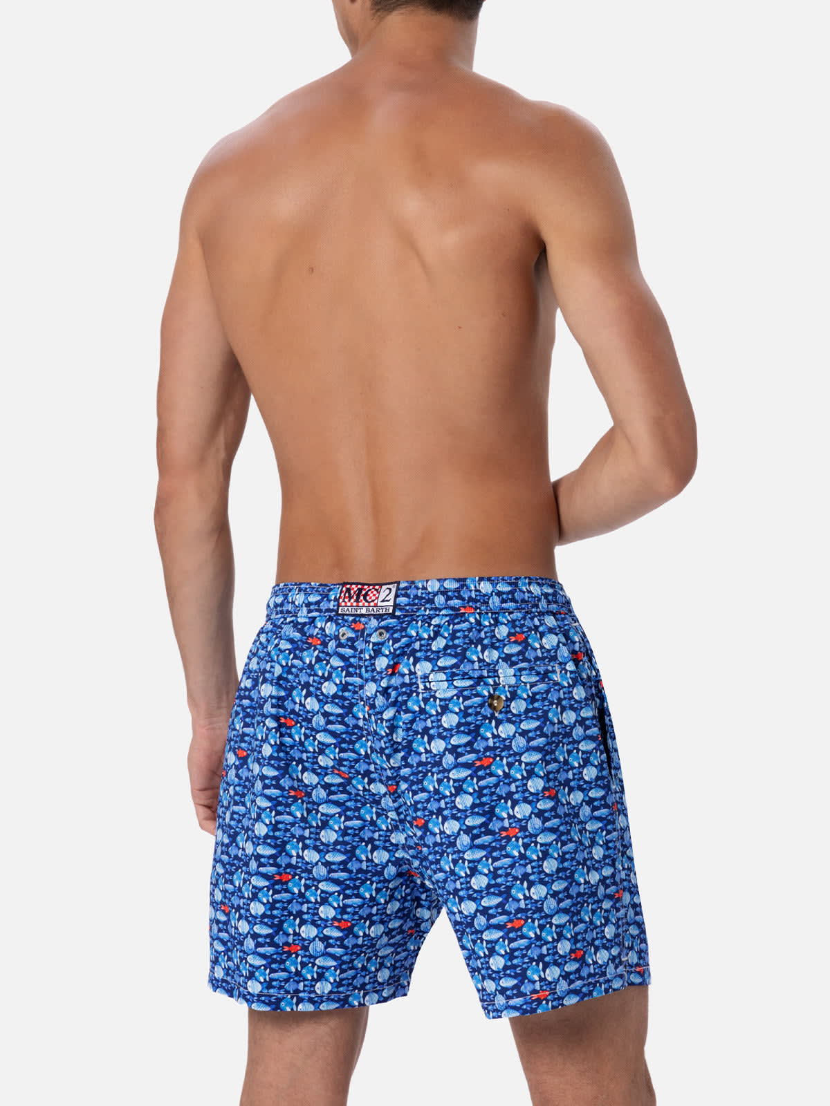 Mc2 Saint Barth Fish-print Swim Shorts In Blue