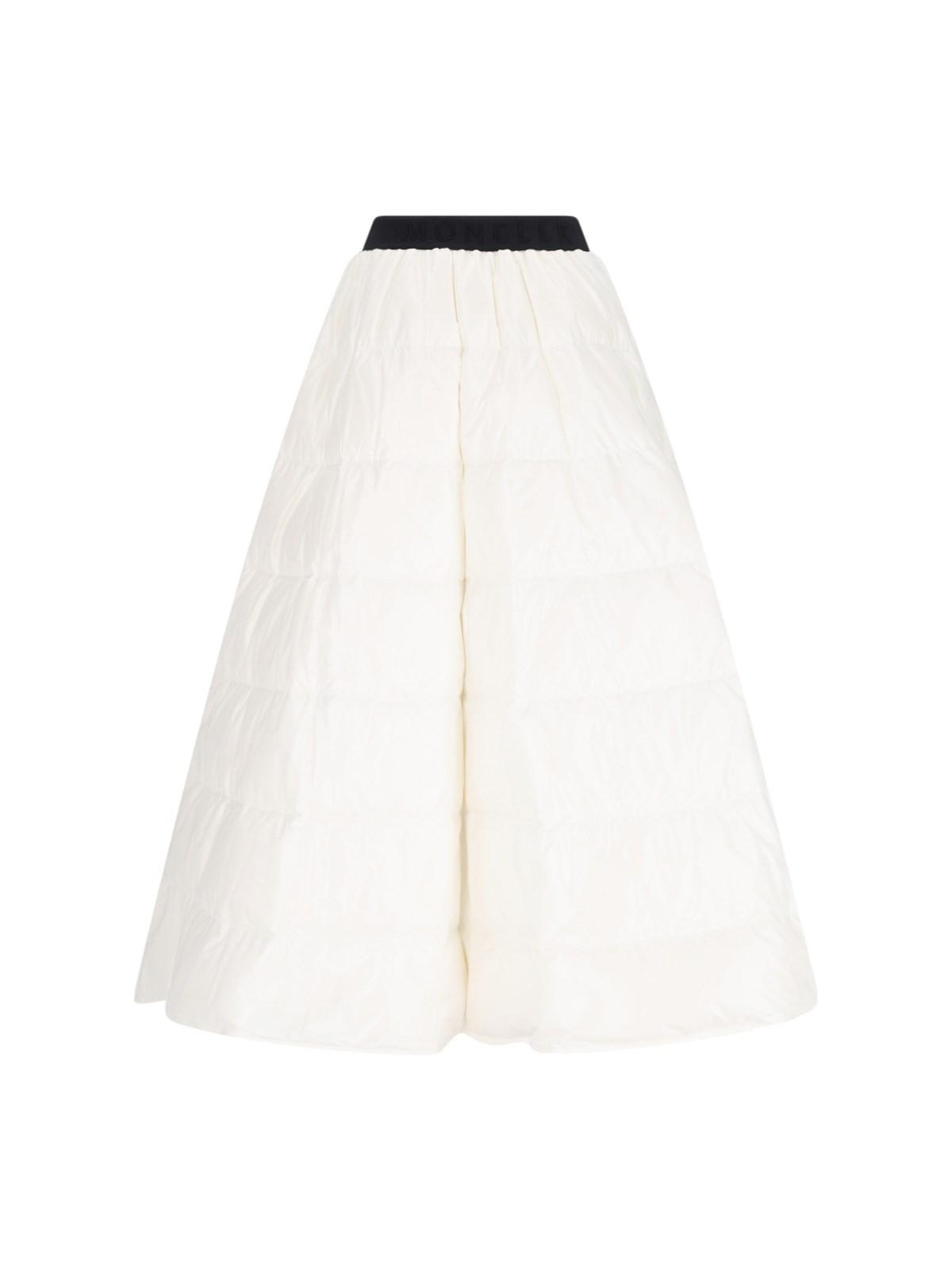 Shop Moncler Flared Midi Skirt In White