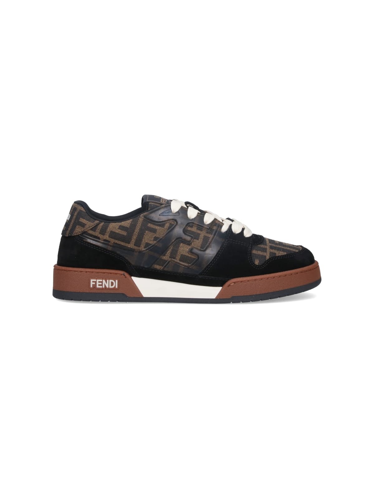 Fendi Match Ff Jacquard Low-top Sneakers In Brown