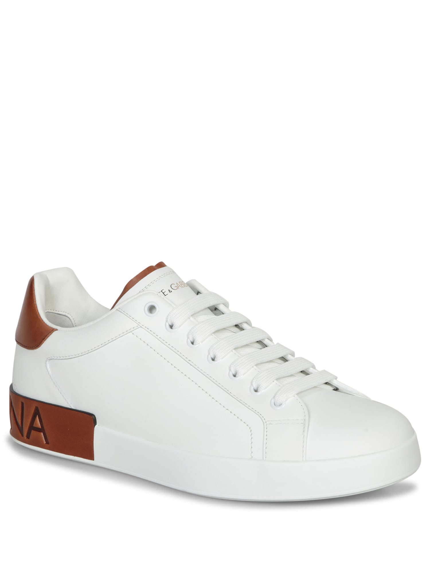 Shop Dolce & Gabbana White Leather Portofino Sneakers