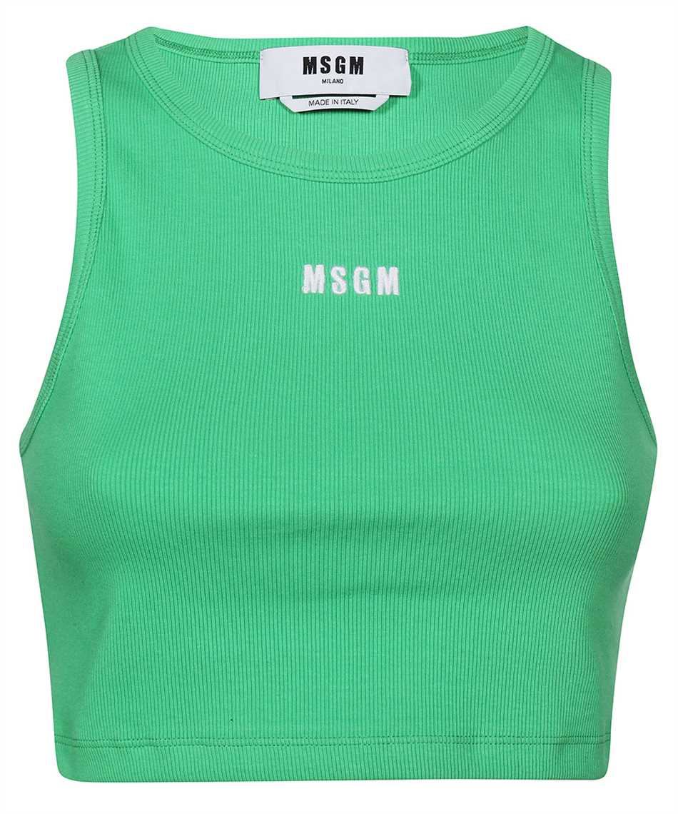 Msgm Ribbed Tank Top In Green