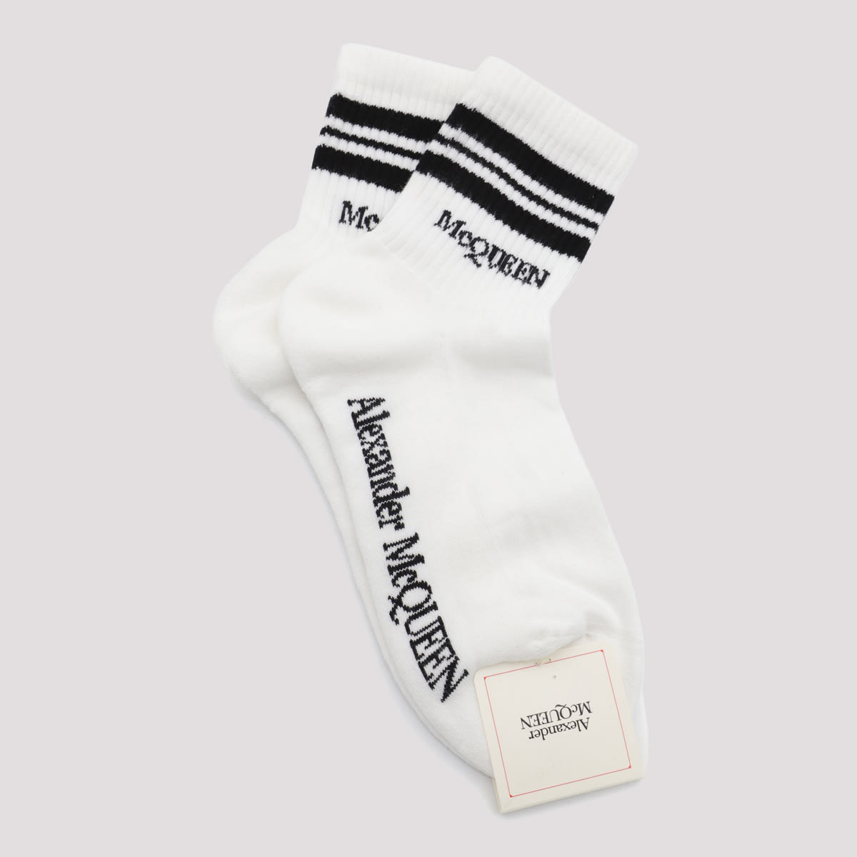 Alexander Mcqueen White And Black Cotton Socks