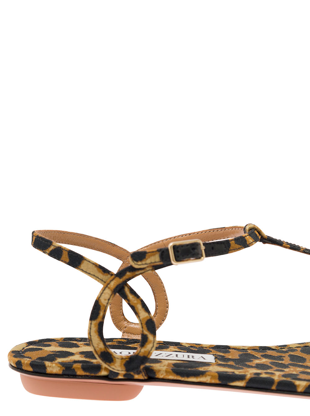 Shop Aquazzura Leopard-printed Flat Thongs Sandals In Leather Blend Woman In Beige