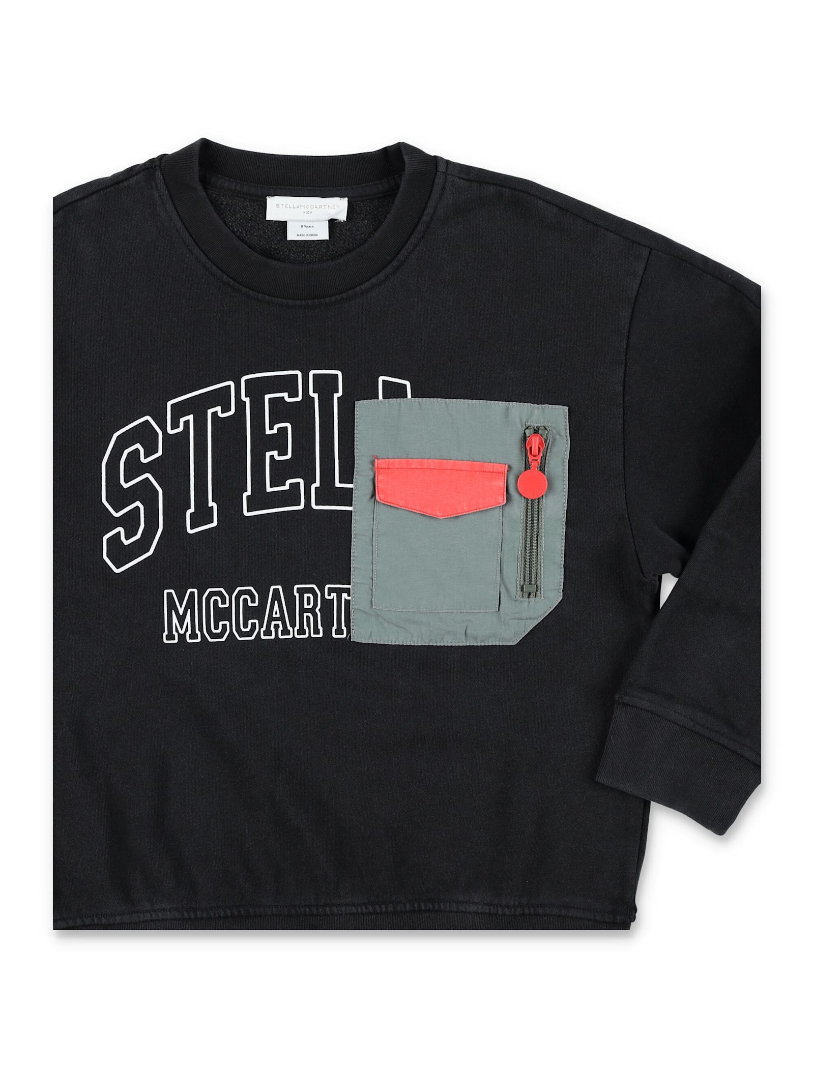 Stella Mccartney Kids Black Logo Pocket Sweatshirt In Black