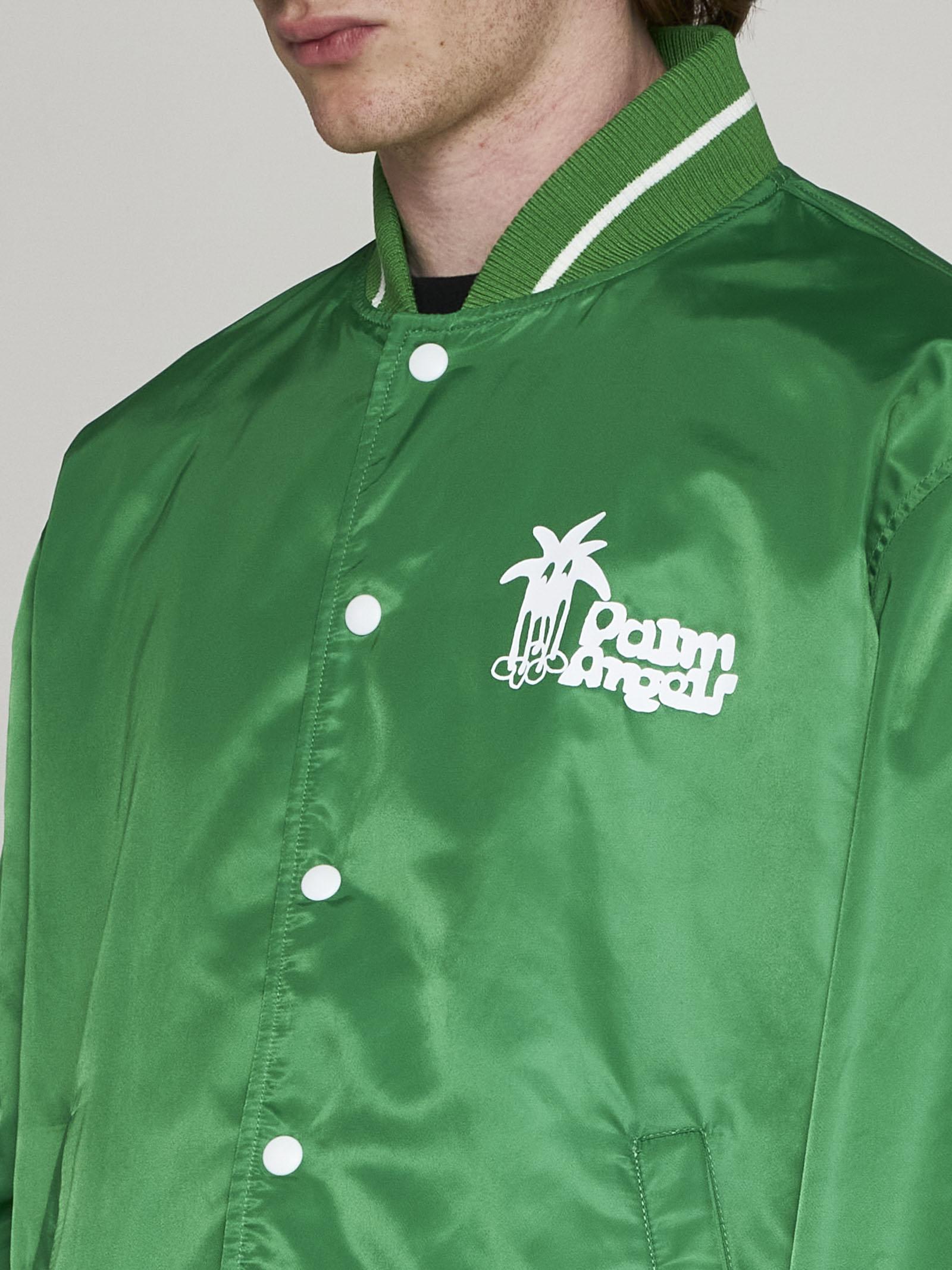 Shop Palm Angels Douby Nylon Varsity Jacket In Green