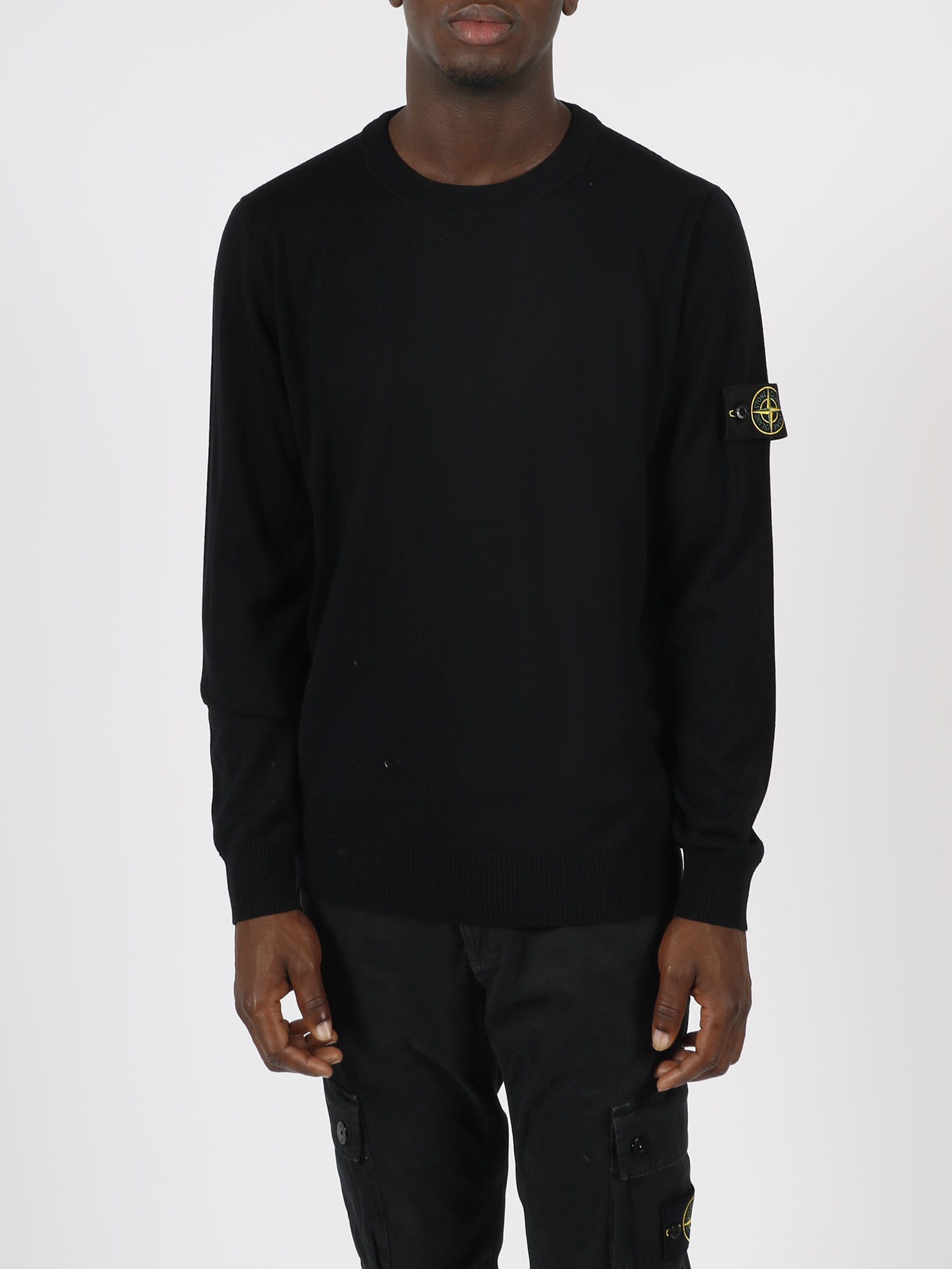 Shop Stone Island Round Neck Sweater In Black