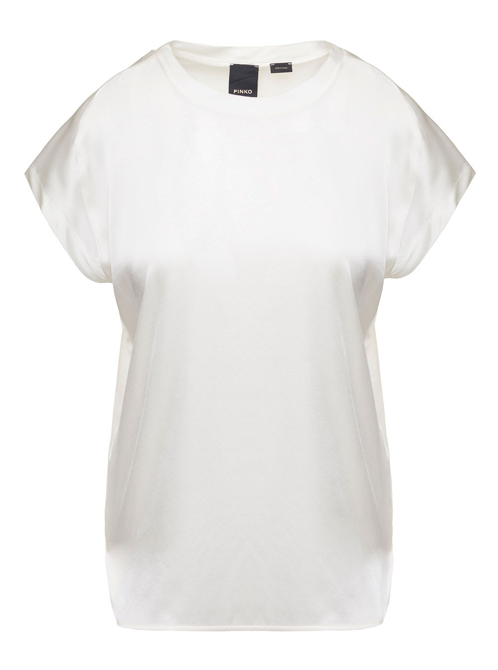 PINKO FARIDA WHITE SHORT SLEEVES T-SHIRT IN STRETCH SILK WOMAN