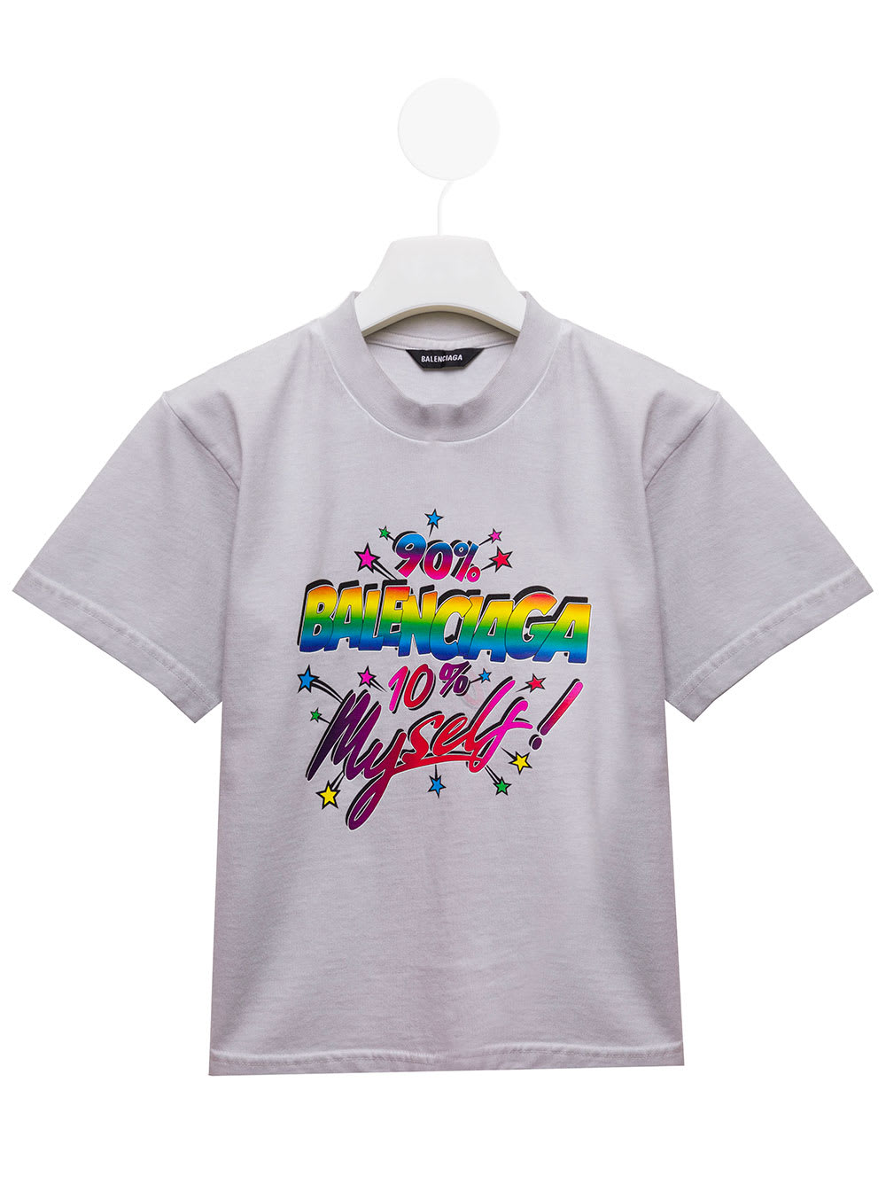 White Organic Cotton T-shirt With Multicolor Logo Print Balenciaga Kids Boy