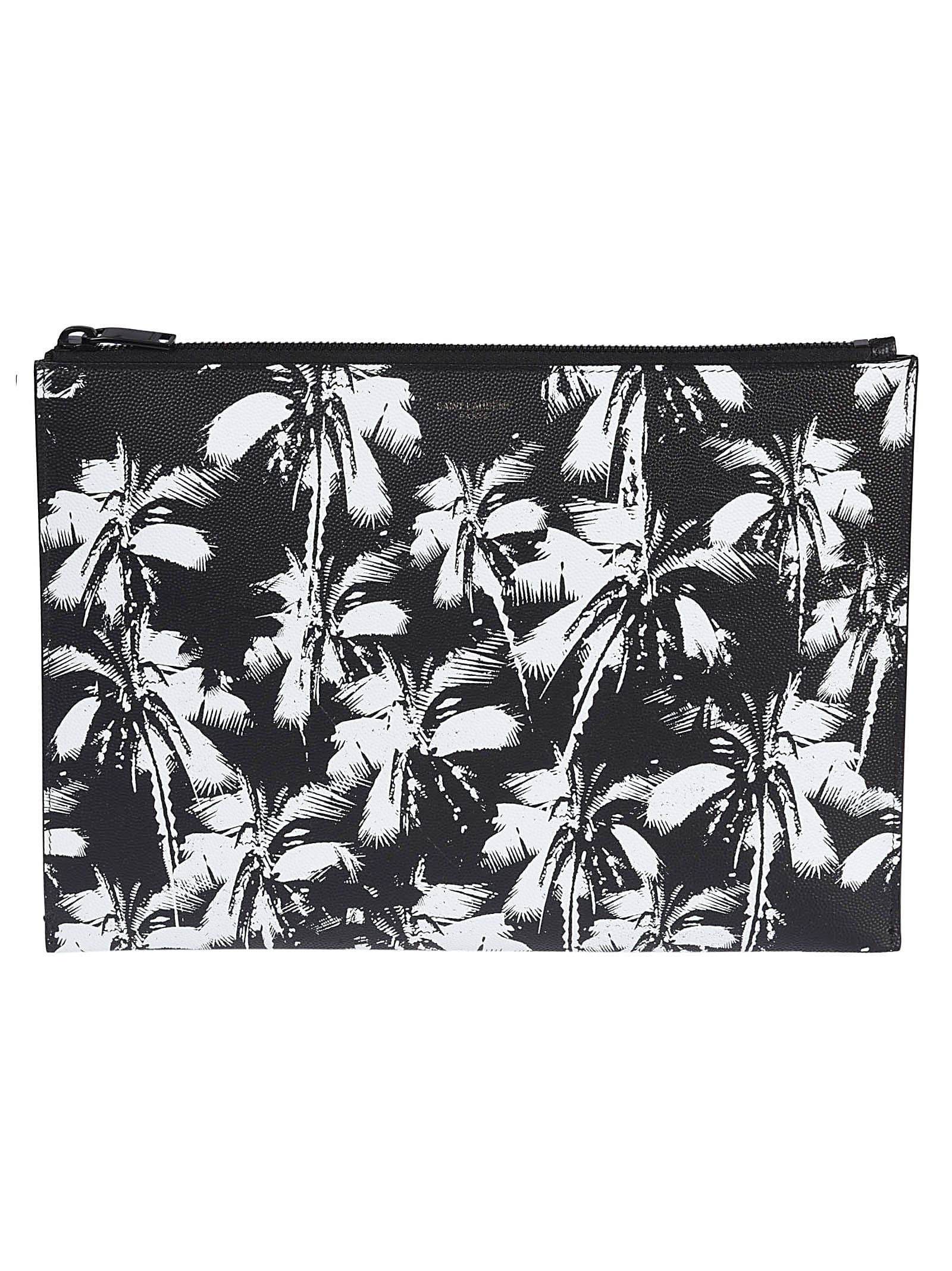 Saint Laurent Printed Ipad Holder In Black/white