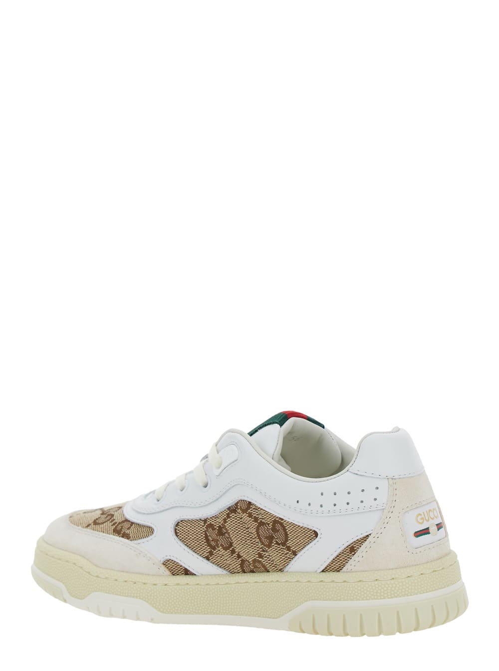 Shop Gucci White Low Top Sneakers With Web Detail In Gg Supreme Canvas And Leather Boy