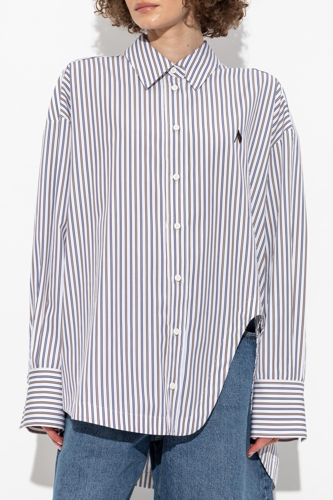 Attico Striped Cotton Shirt With Long Sleeves In White