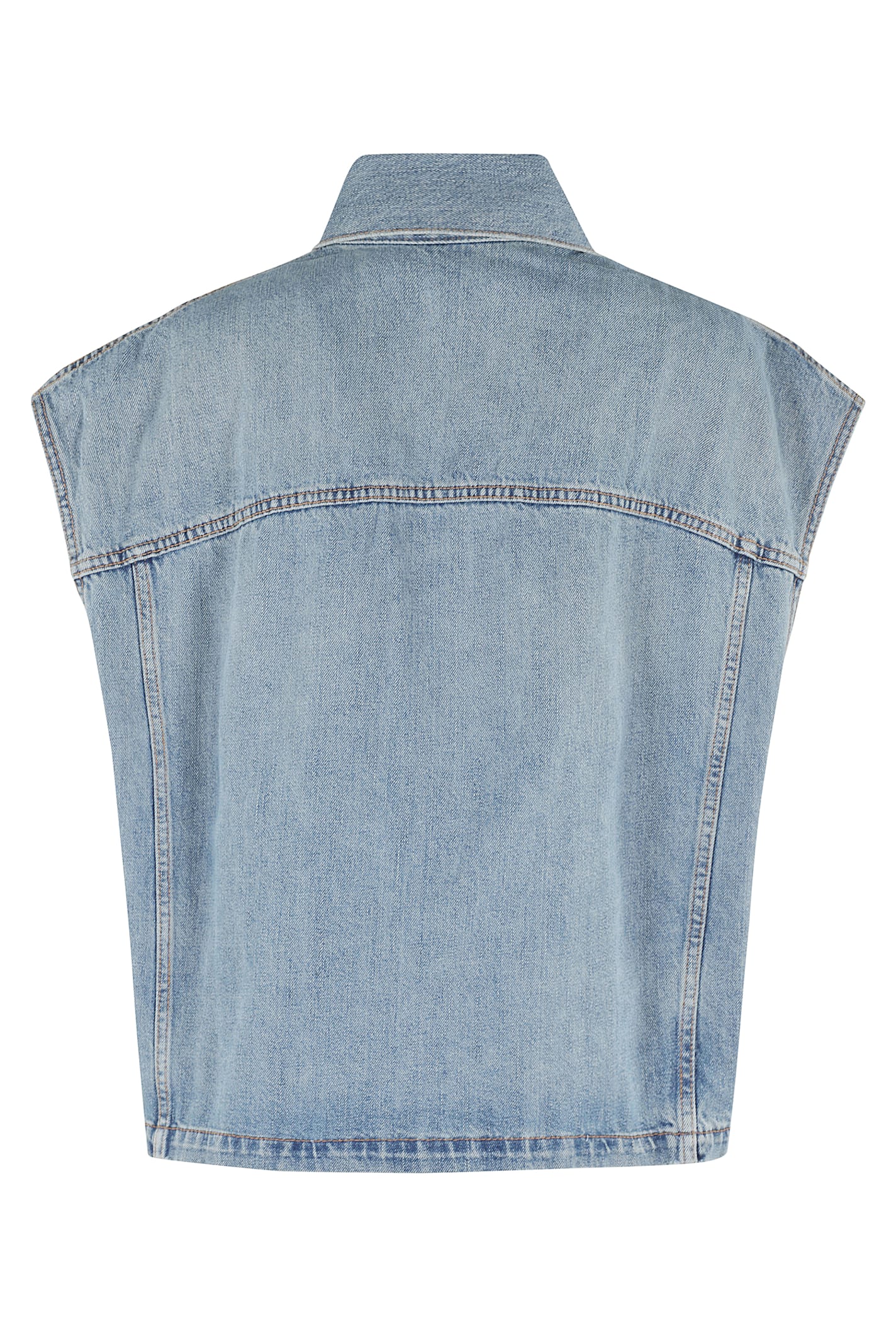 Haikure Boxy Denim Gilet With Pointed Collar