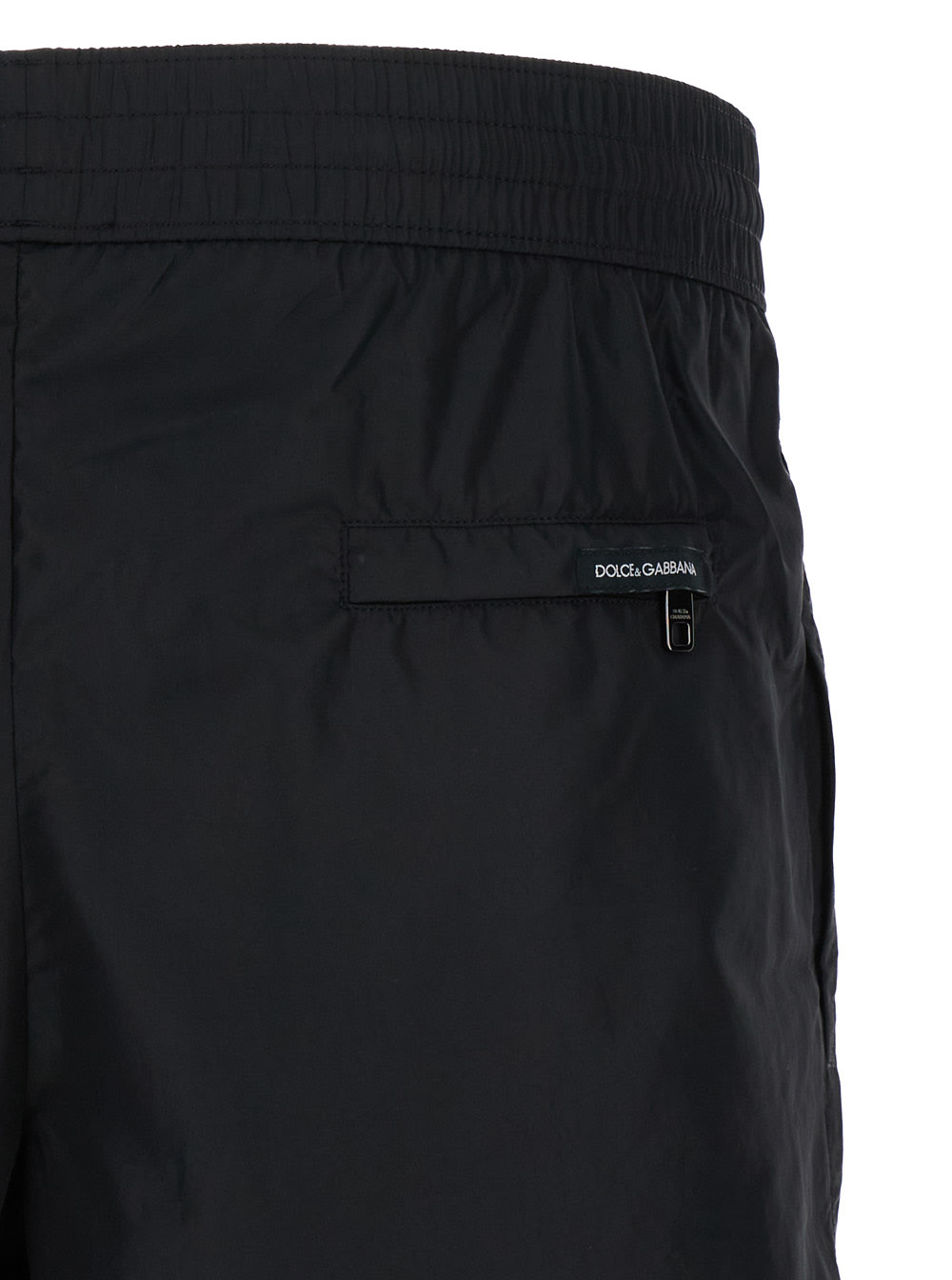 Shop Dolce & Gabbana Black Swim Trunks With Contrasting Logo Print In Nylon Man