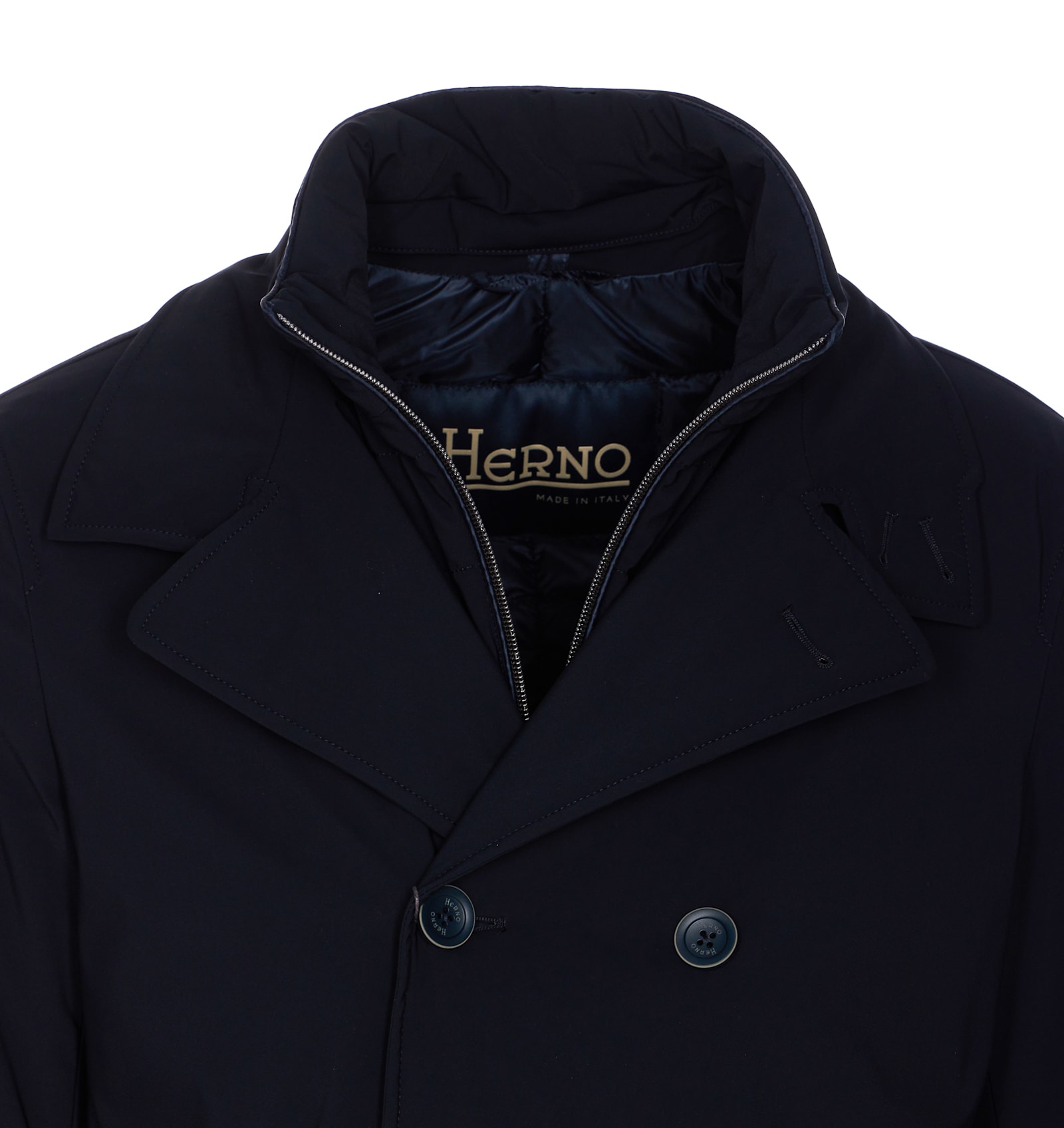 Herno Men Double Breasted Button Washington Peacoat In Blue