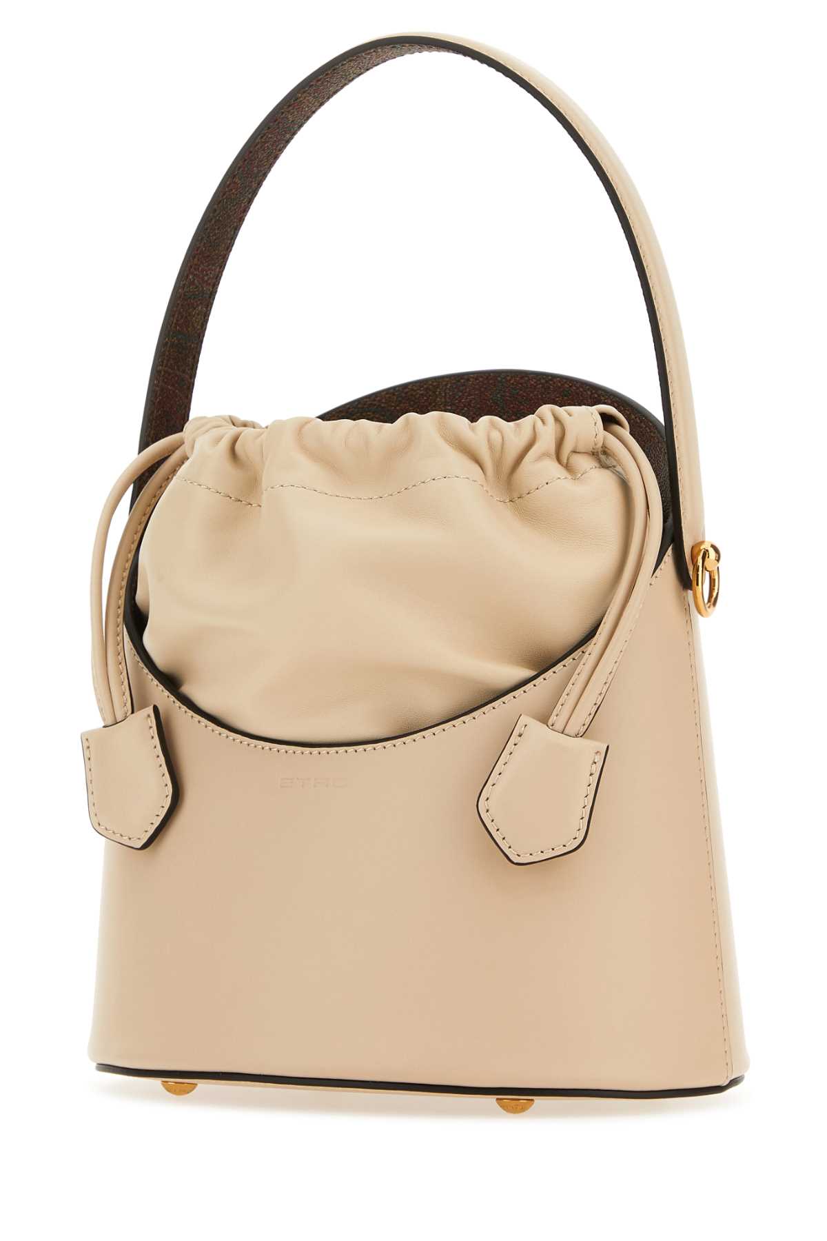 Shop Etro Ivory Leather Saturno Bucket Bag In 0800